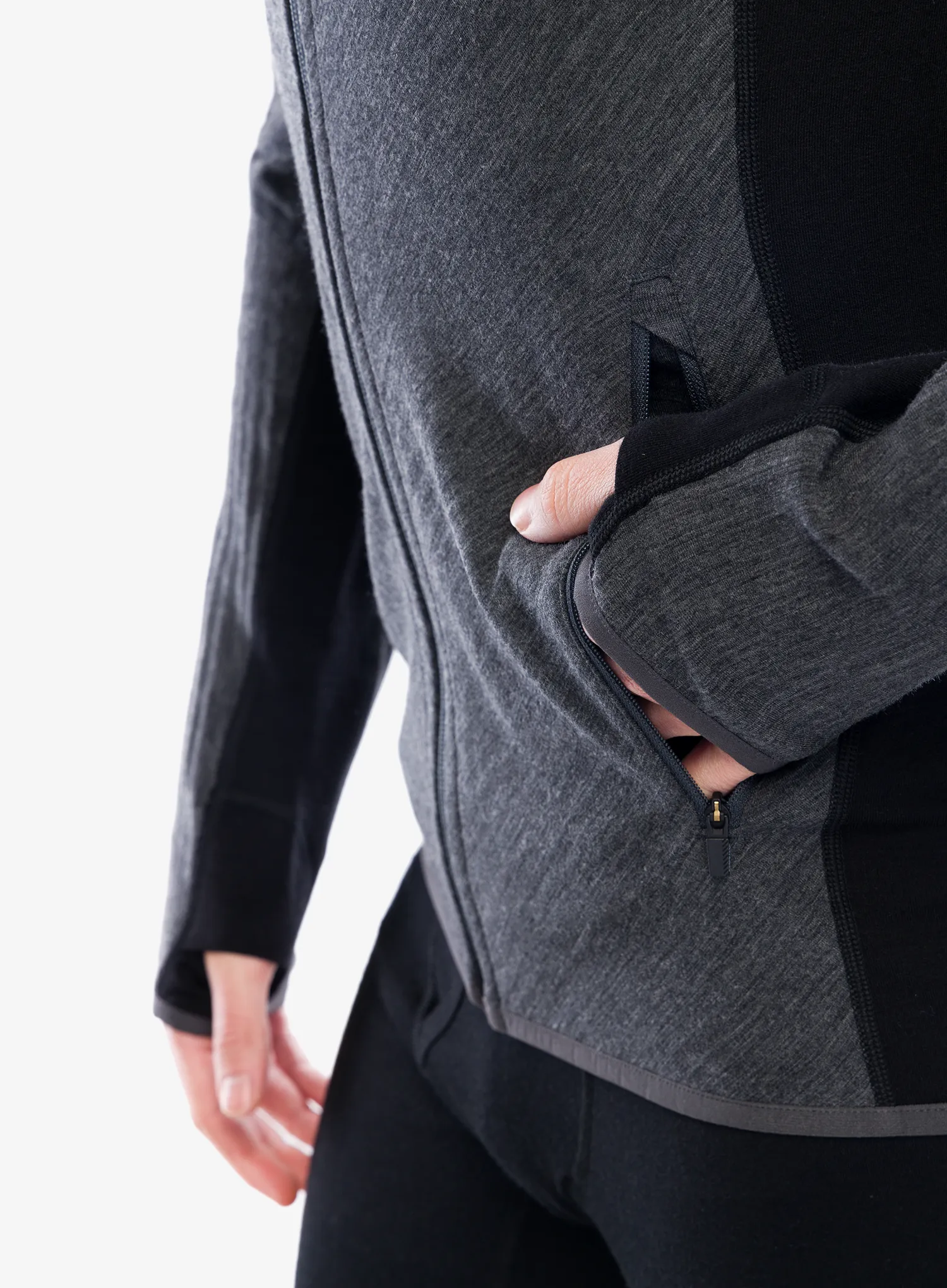 Jopica na zadrgo Icebreaker Descender L/S Zip - jet hthr/black