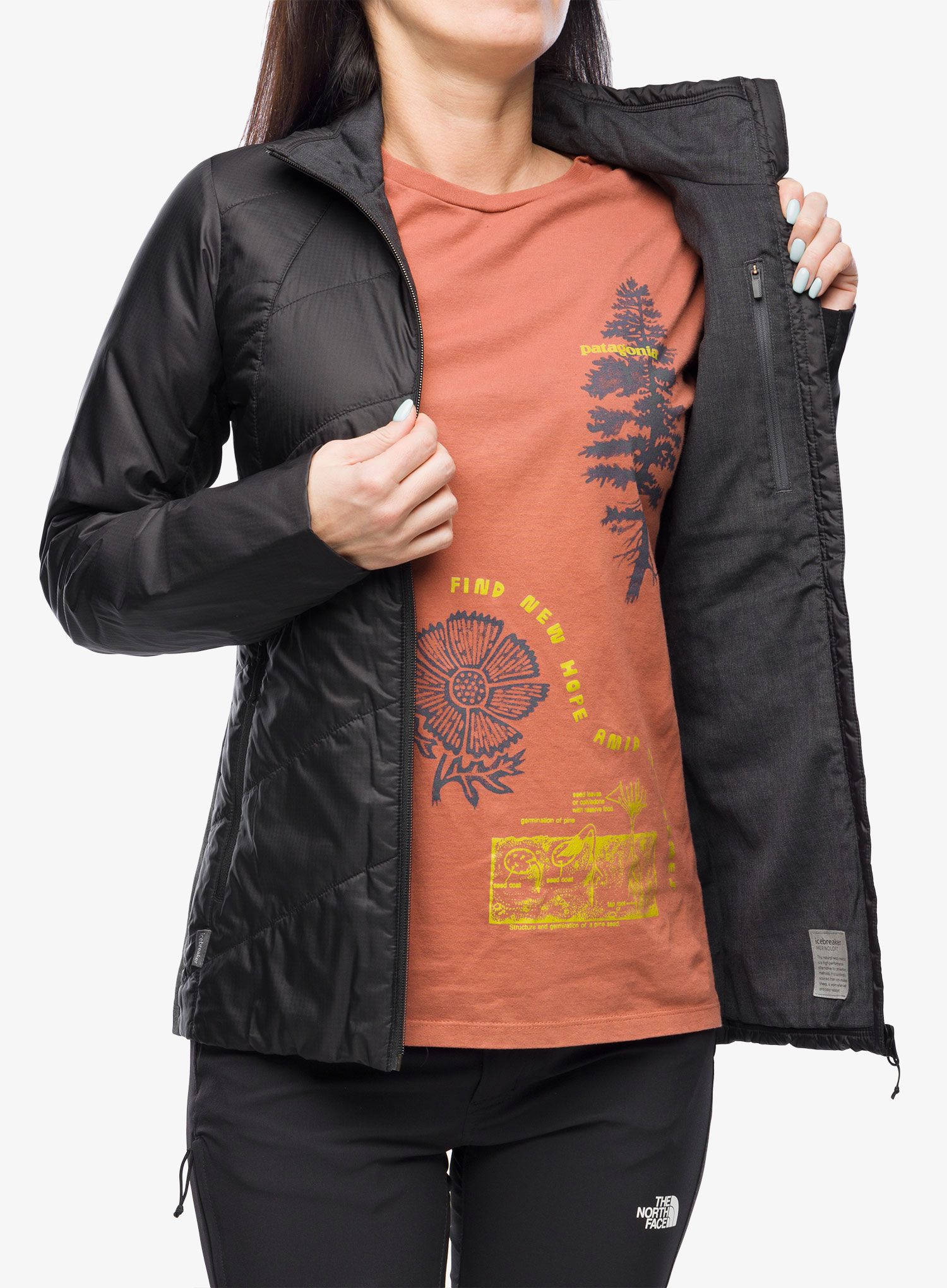 Ženska hibridna jakna Icebreaker Helix Jacket - black
