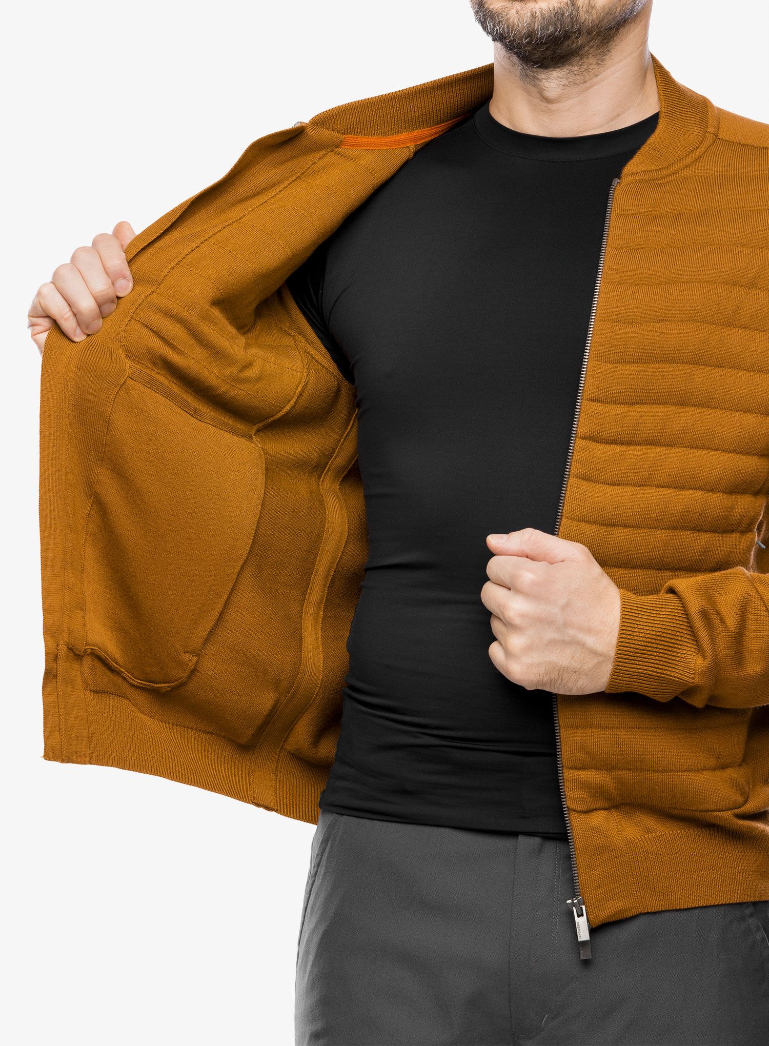 Hibridna jakna Icebreaker ICL ZoneKnit Insulated Knit Bomber - clove