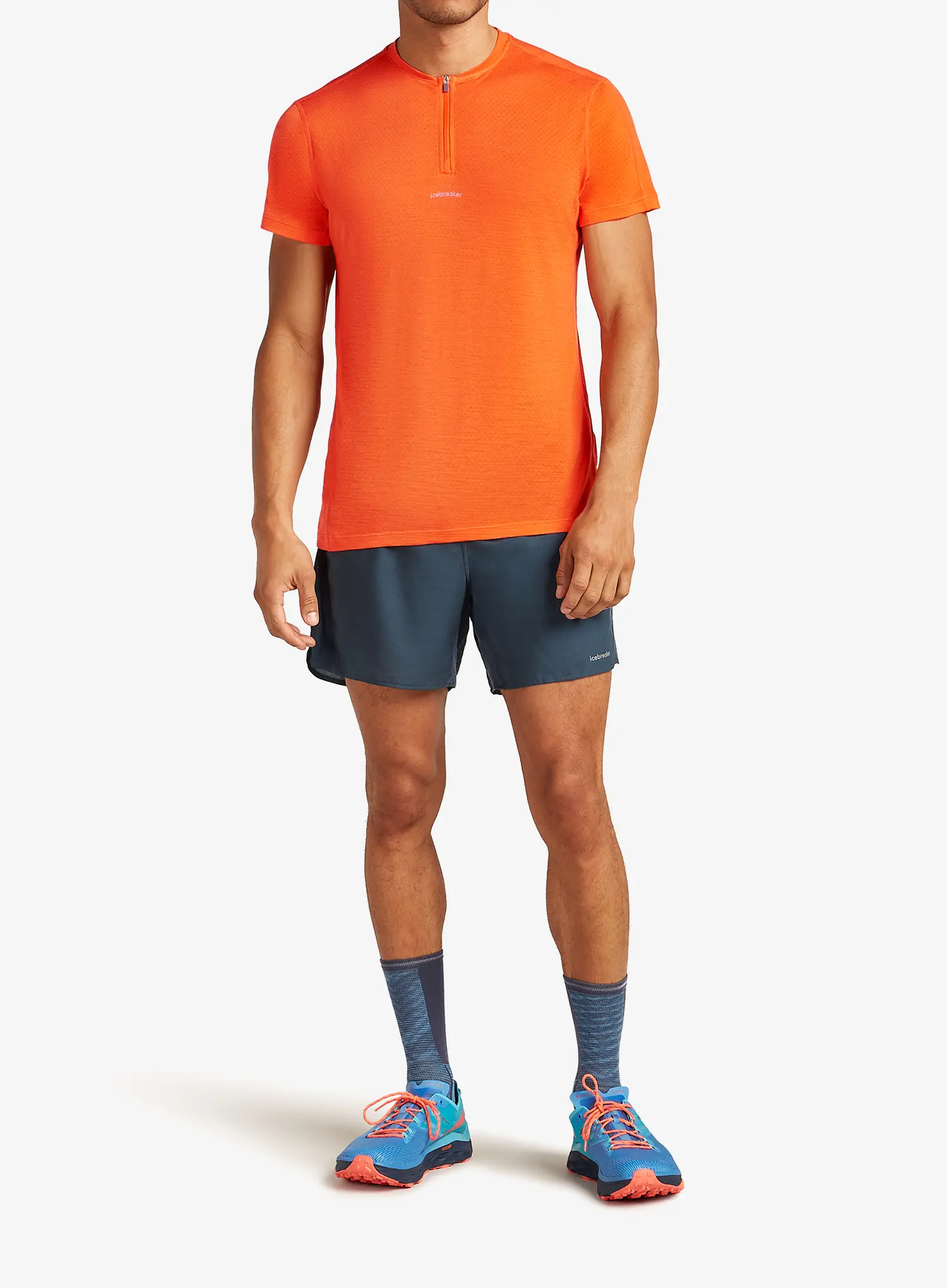 Majica za tek Icebreaker Merino 125 Cool-Lite Speed SS Quarter Zip - blaze