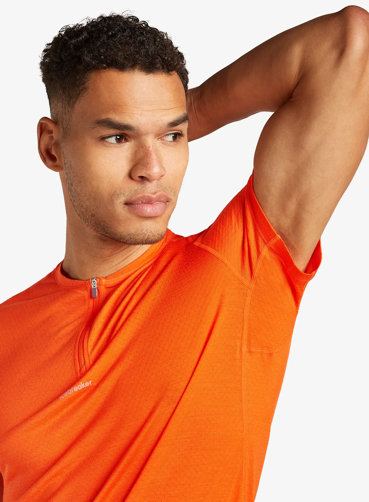 Majica za tek Icebreaker Merino 125 Cool-Lite Speed SS Quarter Zip - blaze