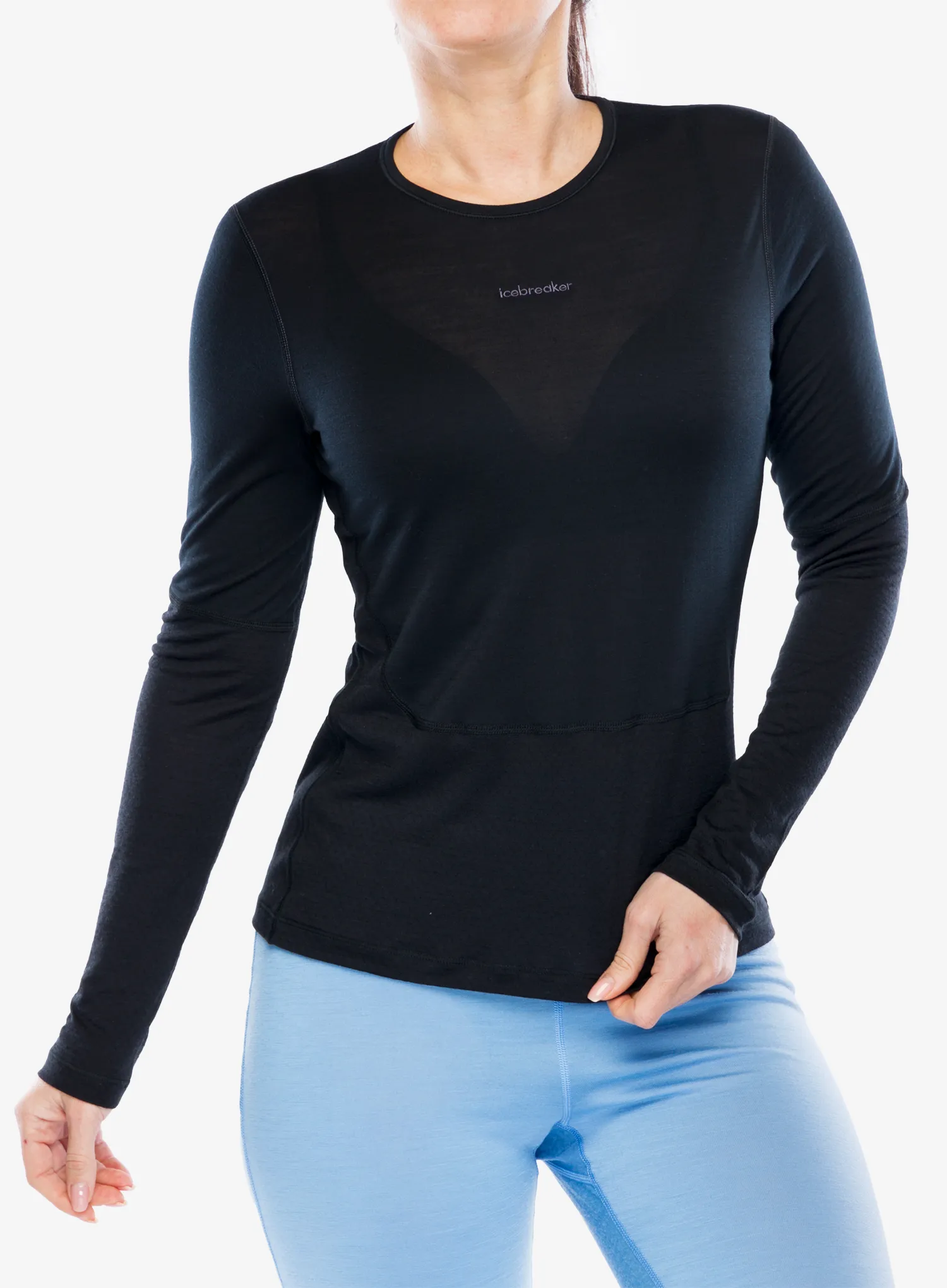 Ženska jopica Icebreaker Merino 125 ZoneKnit Energy Wind LS Tee - black