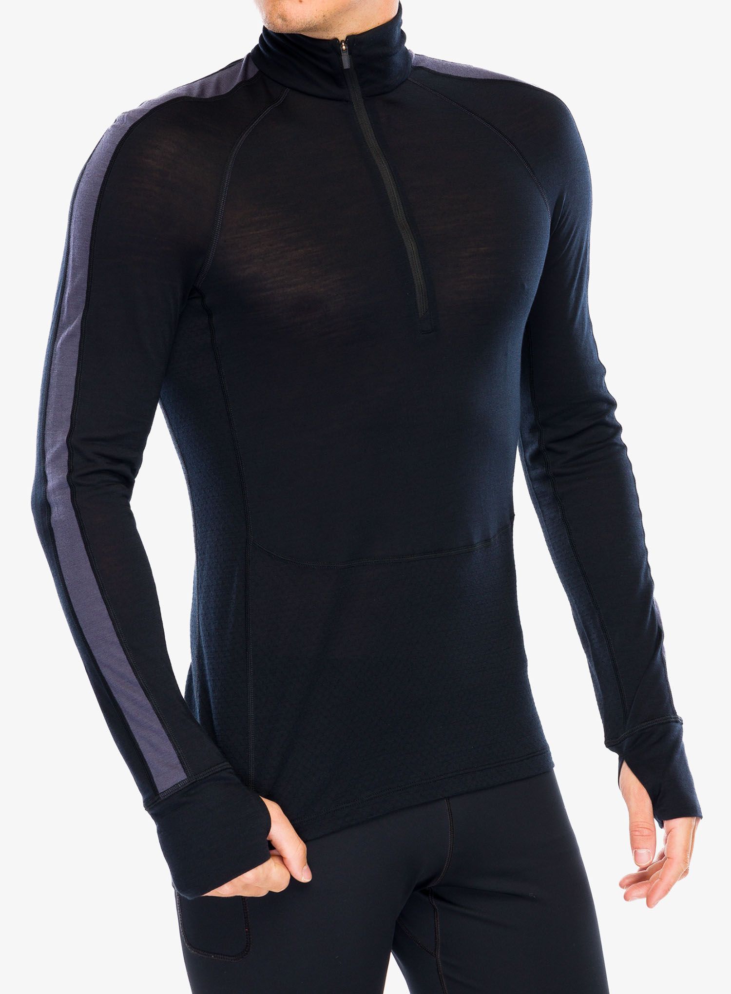 Termo flis jopa Icebreaker Merino 125 ZoneKnit LS Half Zip - black/graphite/cb