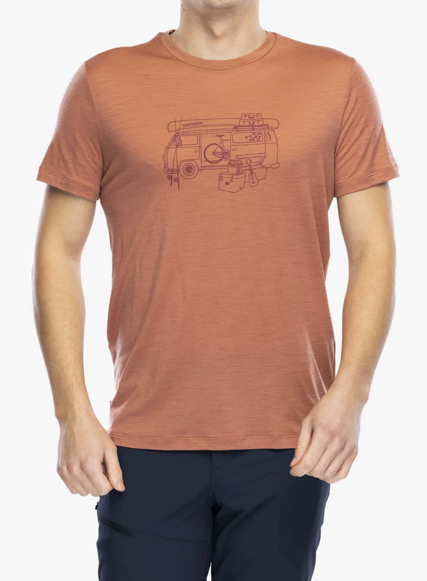 Majica s potiskom Icebreaker Merino 150 TL SS Tee Van Life - cedar wood