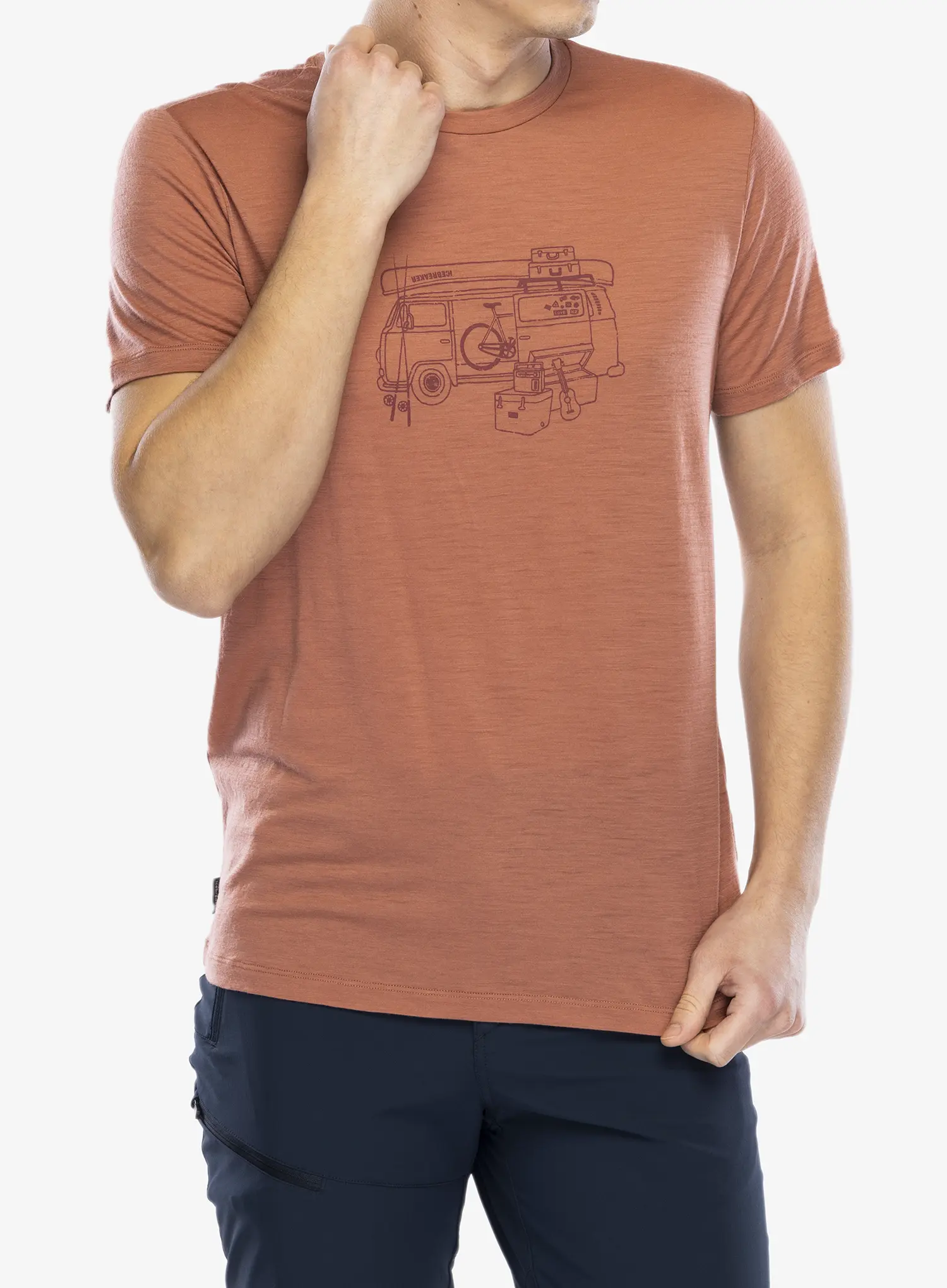 Majica s potiskom Icebreaker Merino 150 TL SS Tee Van Life - cedar wood