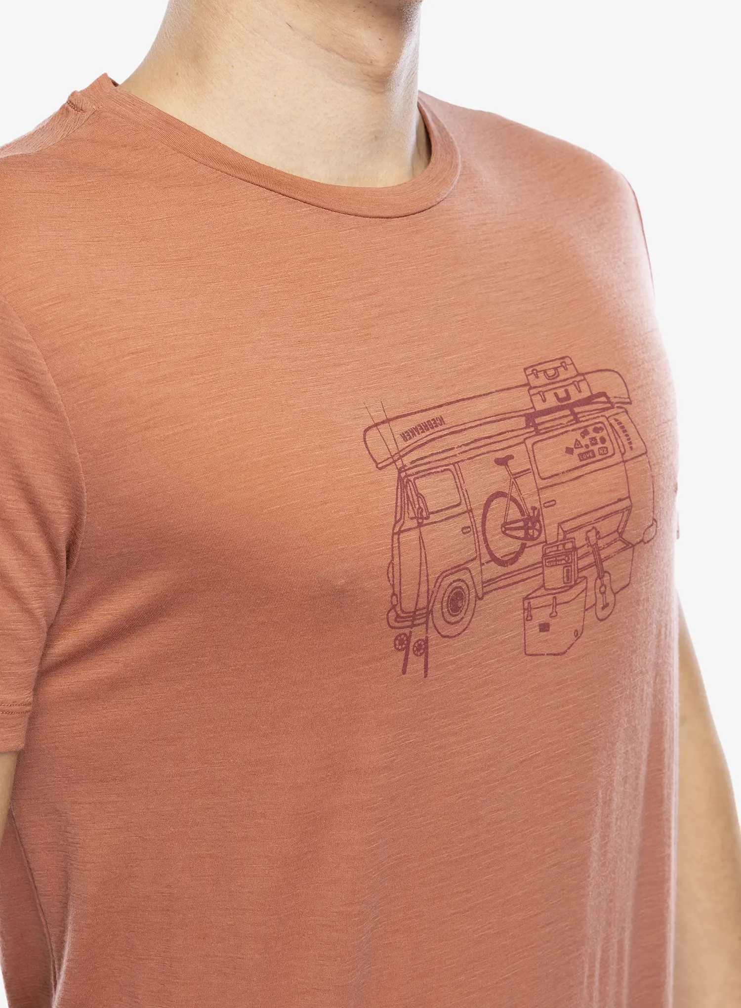 Majica s potiskom Icebreaker Merino 150 TL SS Tee Van Life - cedar wood