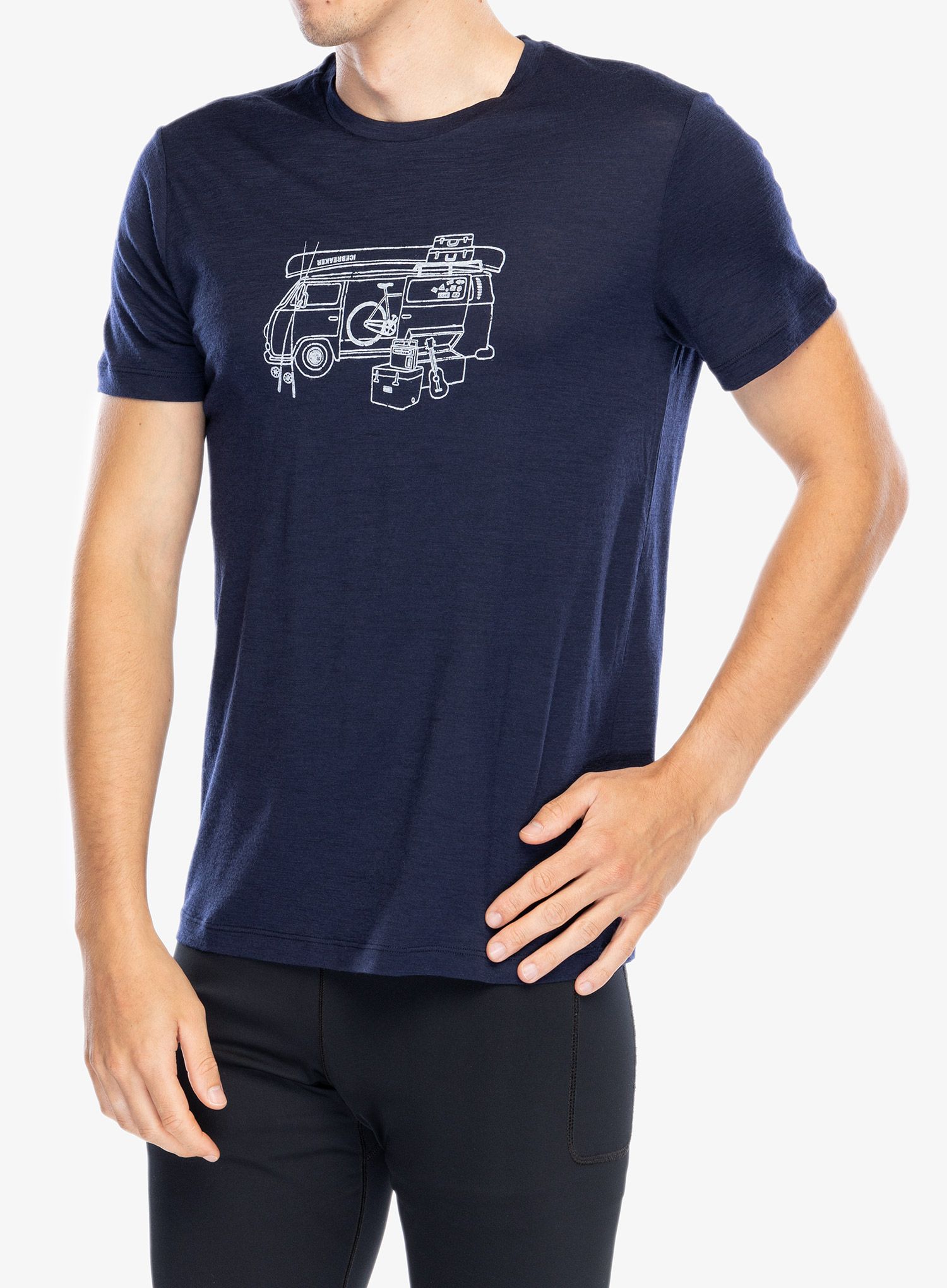 Merino majica Icebreaker Merino 150 TL SS Tee Van Life - midnight navy