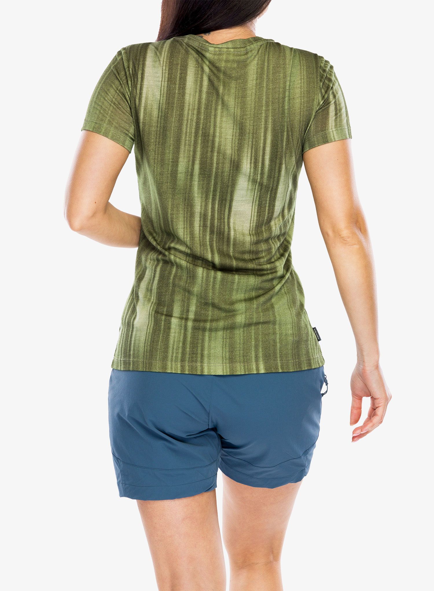 Ženska majica Icebreaker Merino 150 Tech Lite III SS Scoop Tee Light Reflections AOP - lichen/chalk