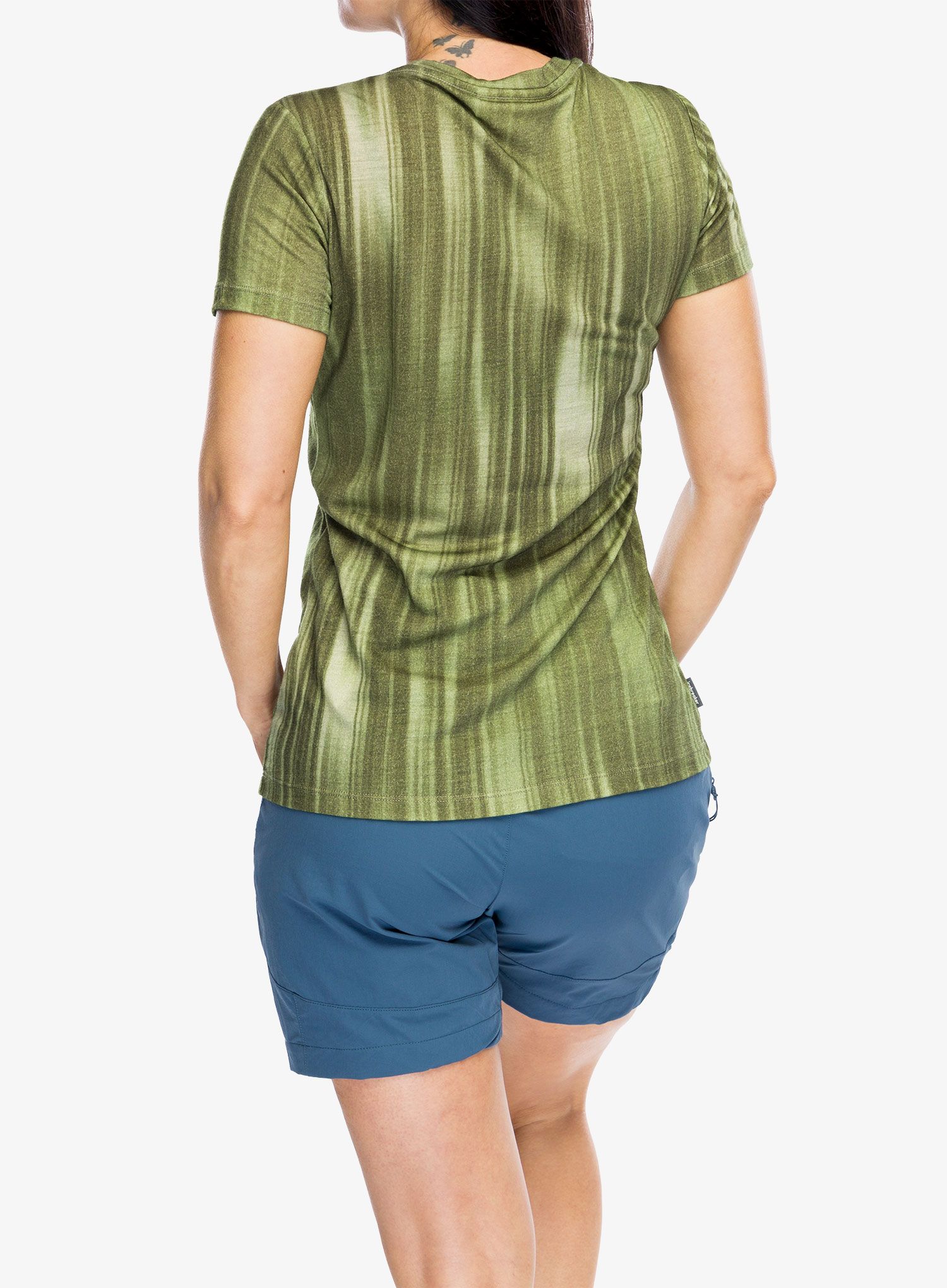 Ženska majica Icebreaker Merino 150 Tech Lite III SS Scoop Tee Light Reflections AOP - lichen/chalk