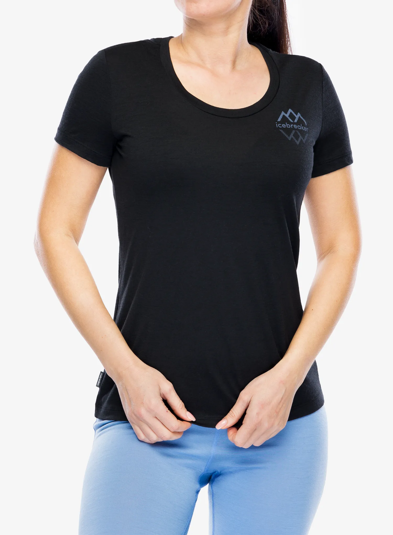 Ženska merino majica Icebreaker Merino 150 Tech Lite III SS Scoop Tee Logo Reflections - black