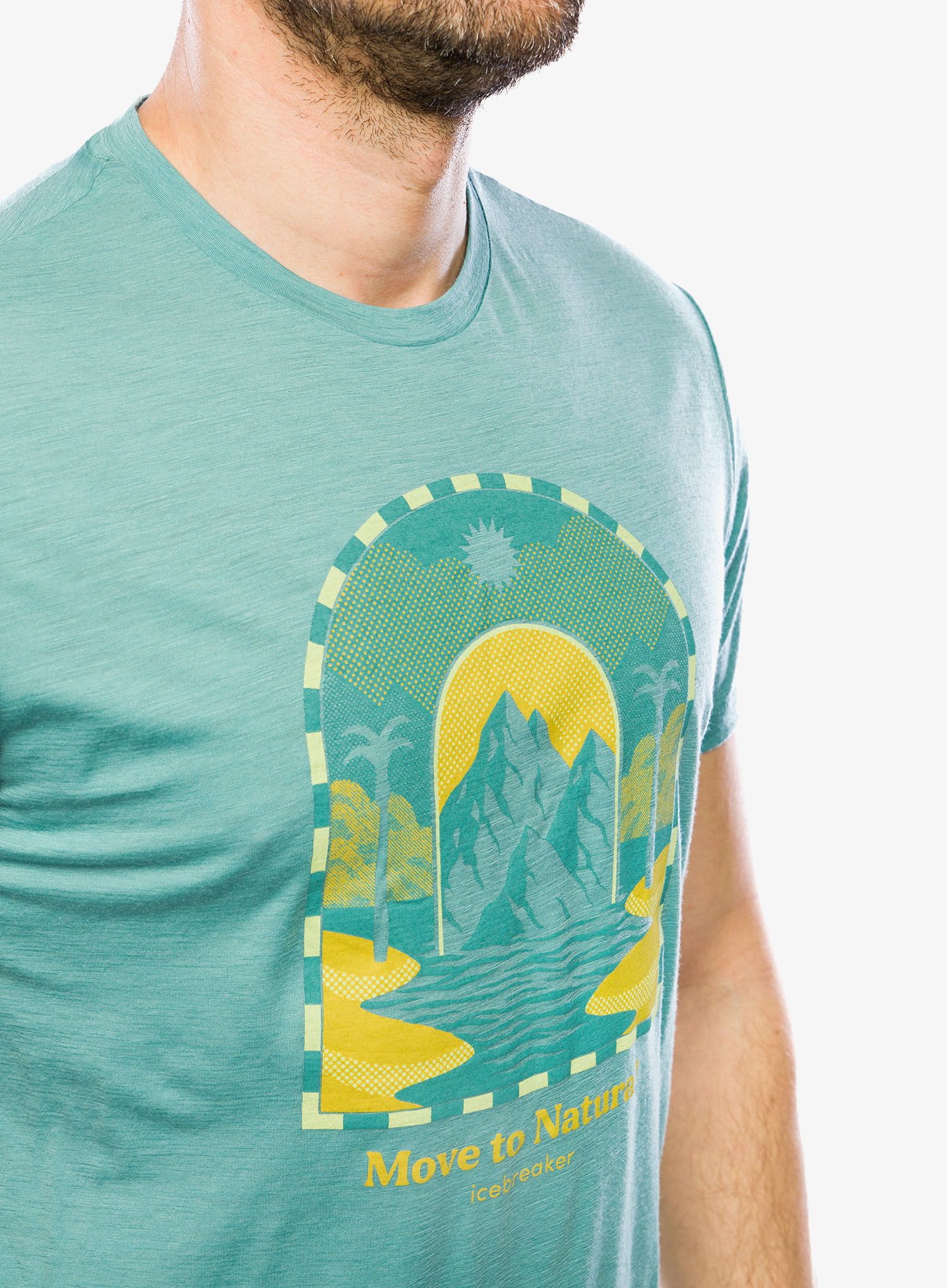 Majica s potiskom Icebreaker Merino 150 Tech Lite III SS Tee Mountain Gateway - cloud ray