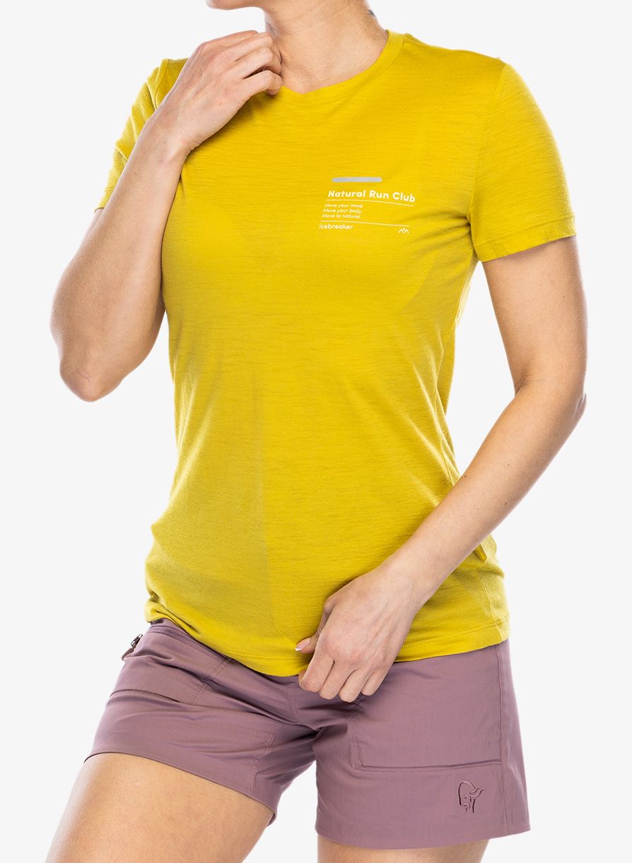 Ženska majica Icebreaker Merino 150 Tech Lite III SS Tee Natural Run Club 2.0 - lux
