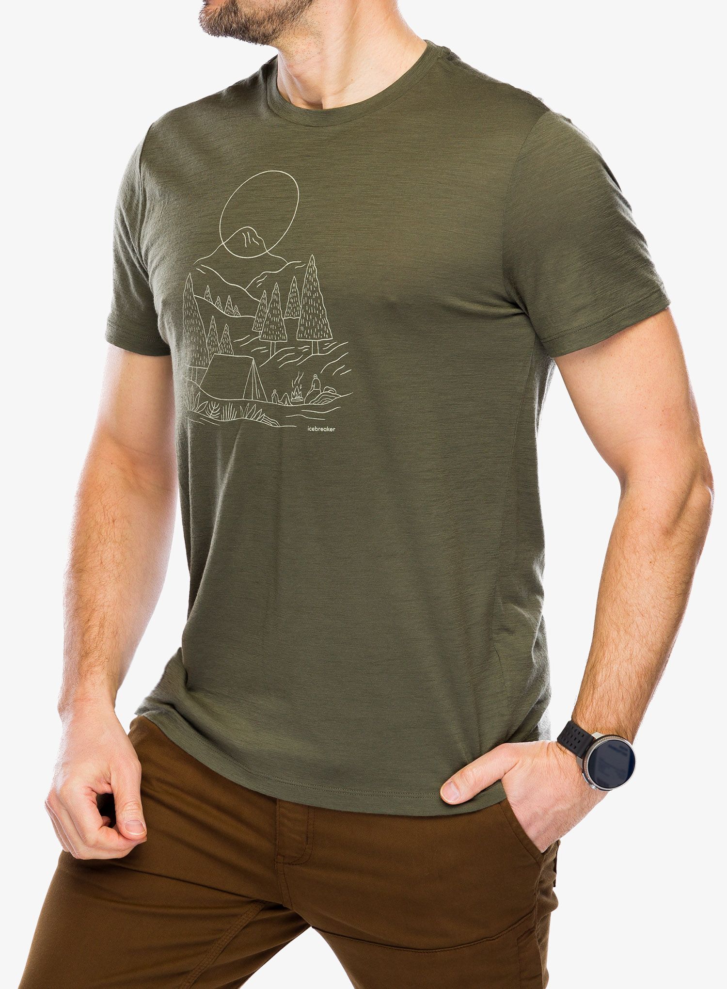 Merino majica Icebreaker Merino 150 Tech Lite III SS Tee Sunset Camp - loden