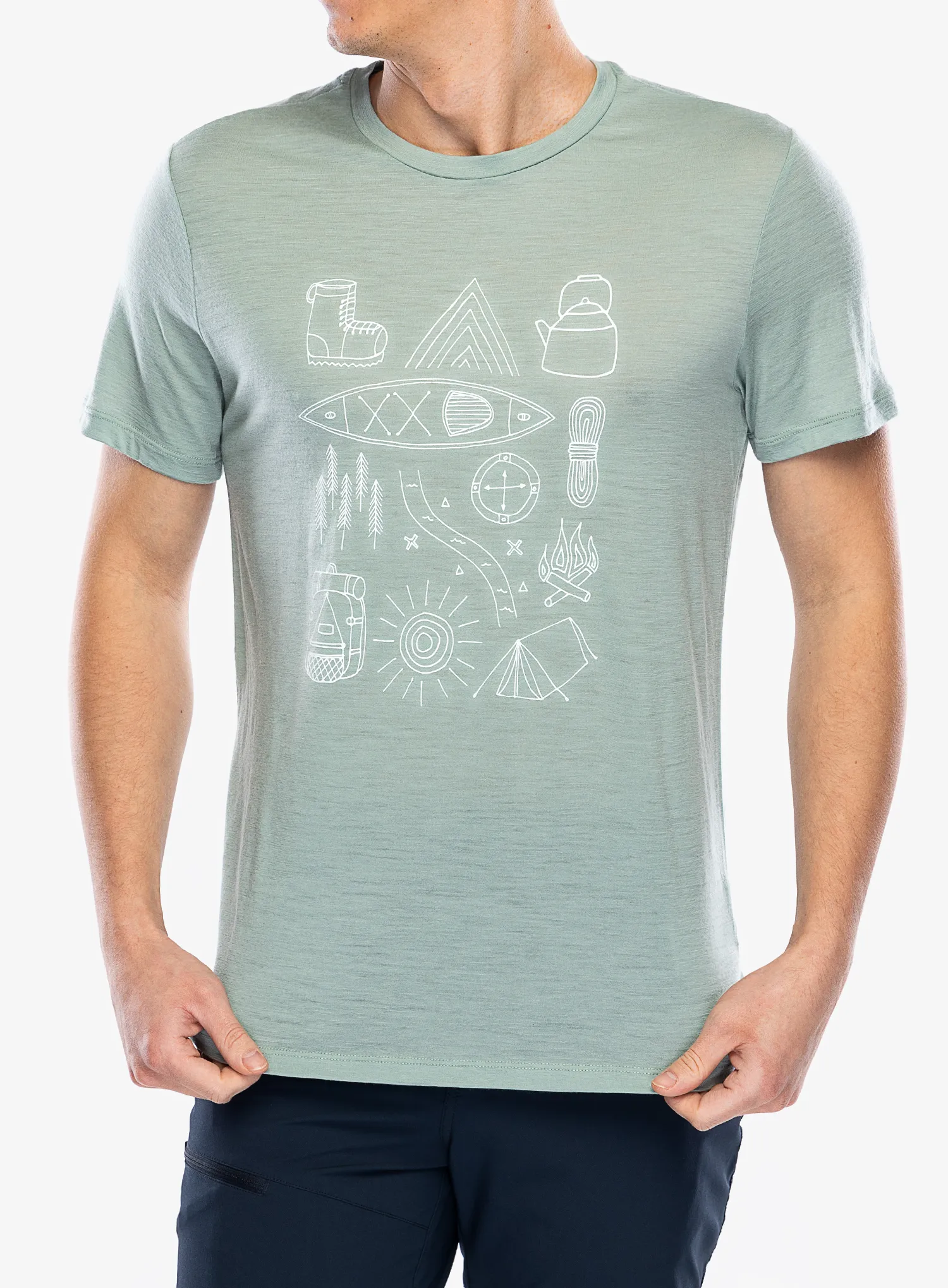Merino majica Icebreaker Merino 150 Tech Lite SS T Camp Essentials - moss