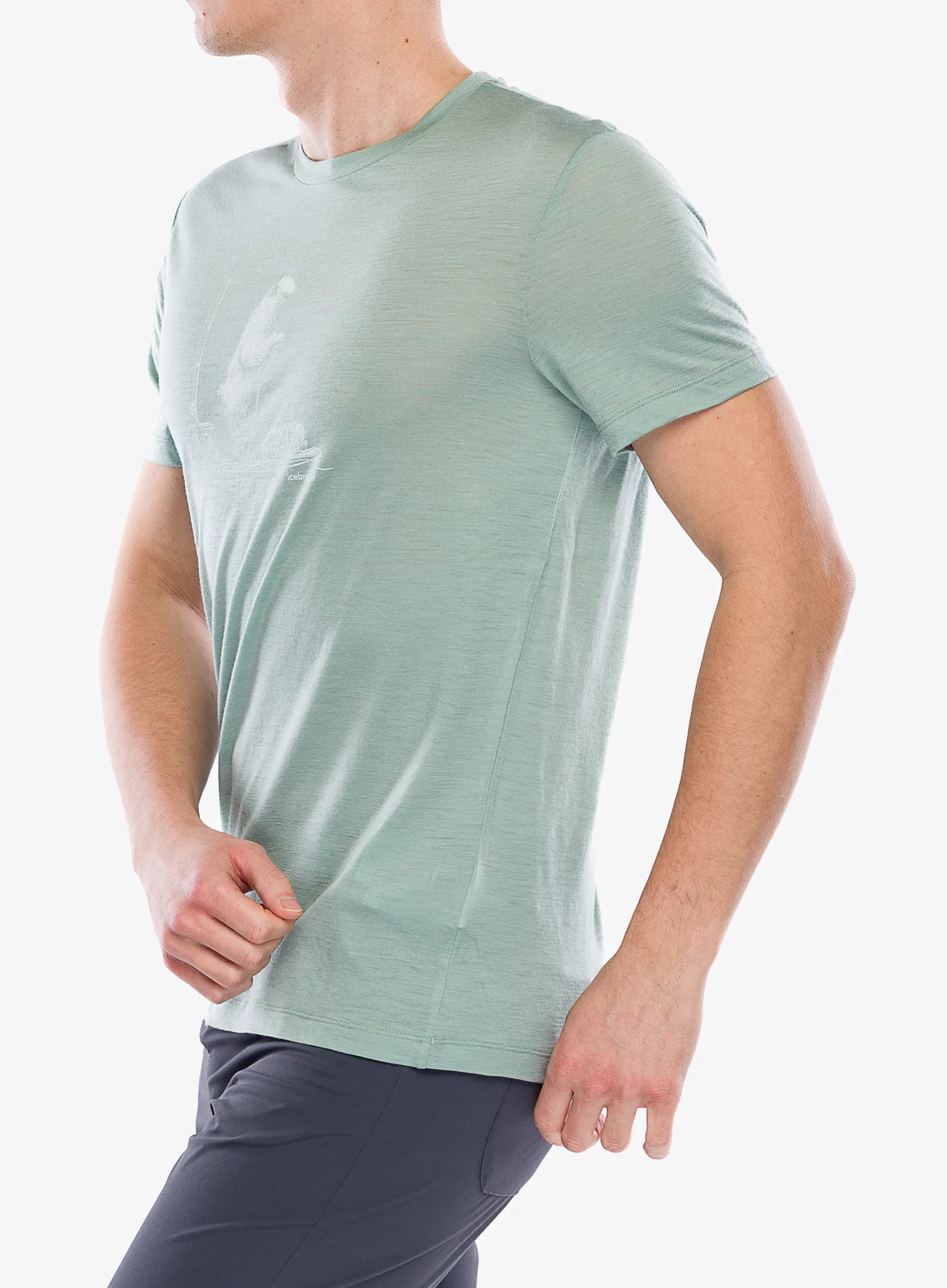 Merino majica Icebreaker Merino 150 Tech Lite SS T Polar Paddle - moss