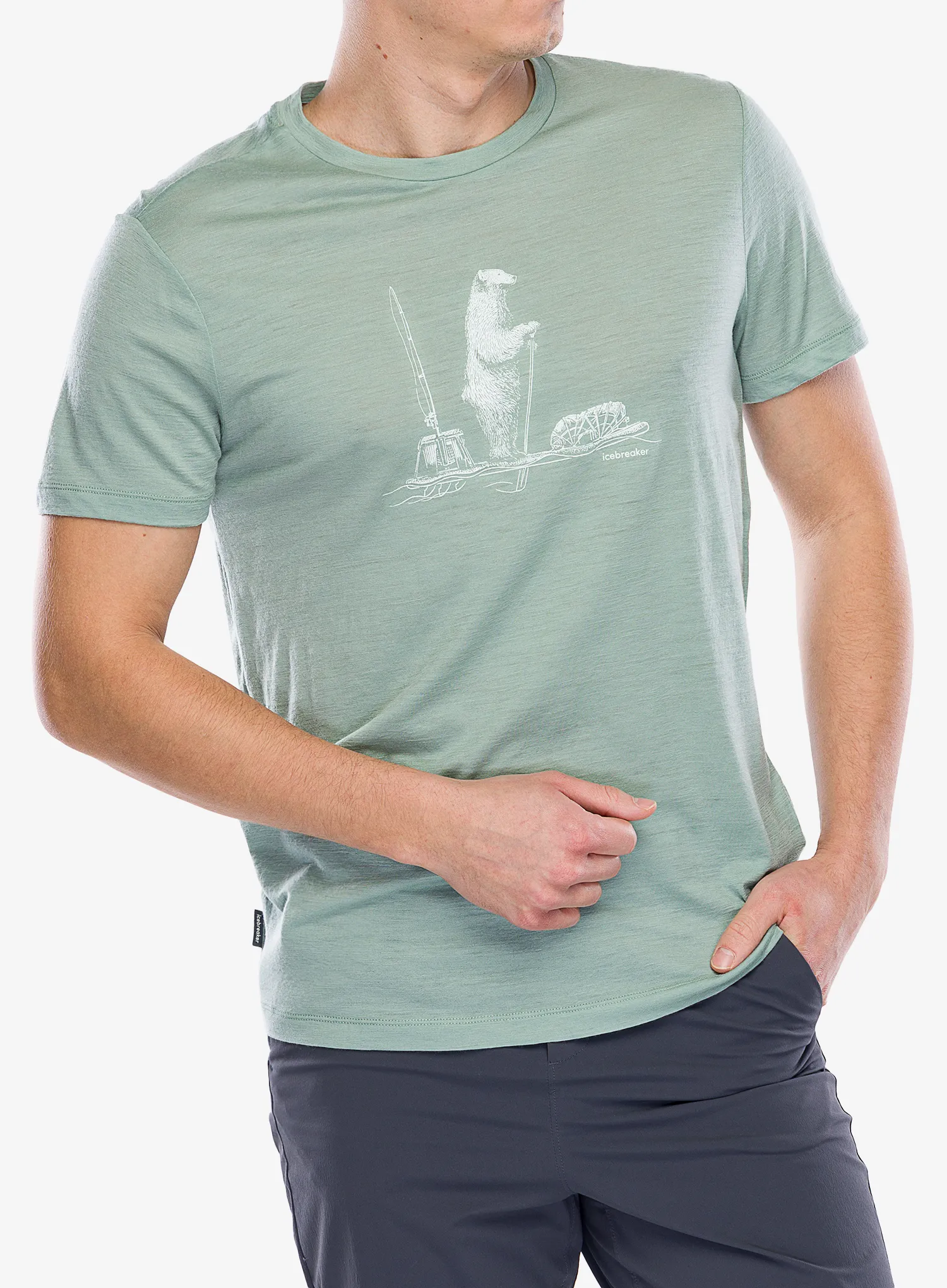 Merino majica Icebreaker Merino 150 Tech Lite SS T Polar Paddle - moss