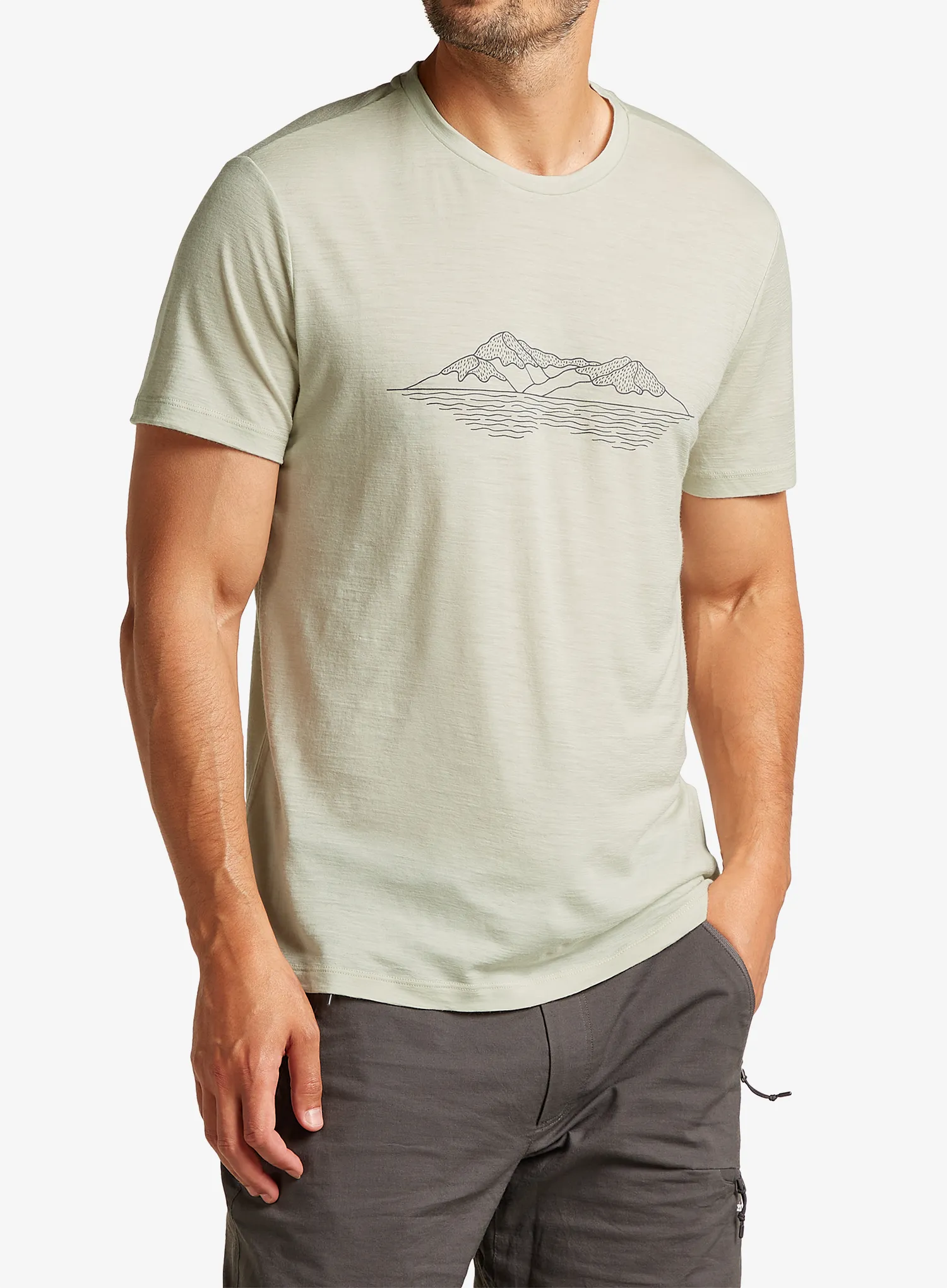 Merino majica Icebreaker Merino 150 Tech Lite SS T Pukaki Reflected - ashen