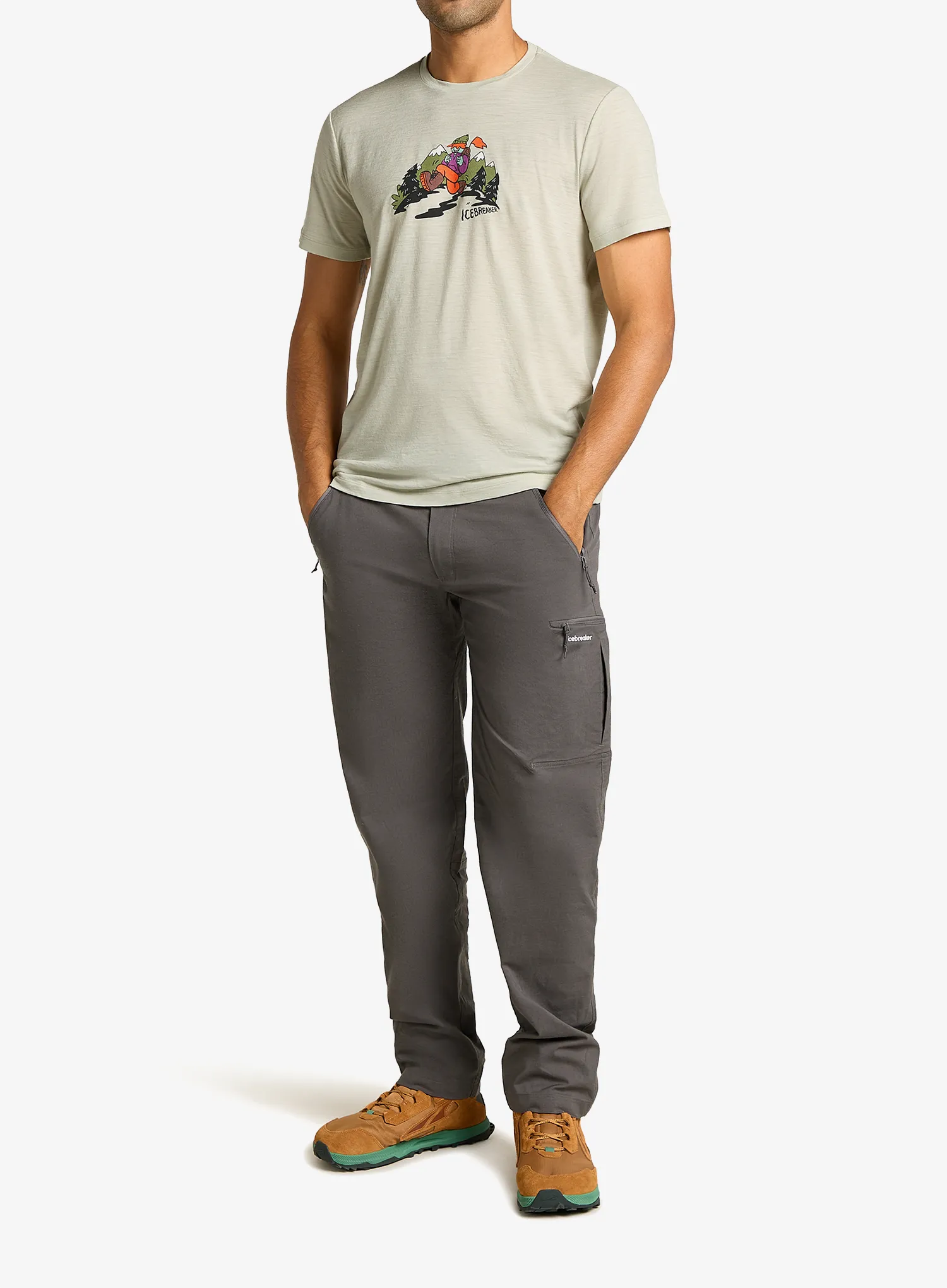 Merino majica Icebreaker Merino 150 Tech Lite SS Tee Catch Me Outside - ashen