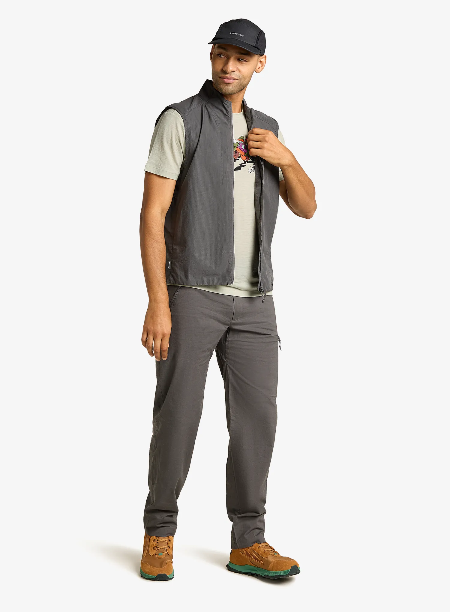 Merino majica Icebreaker Merino 150 Tech Lite SS Tee Catch Me Outside - ashen