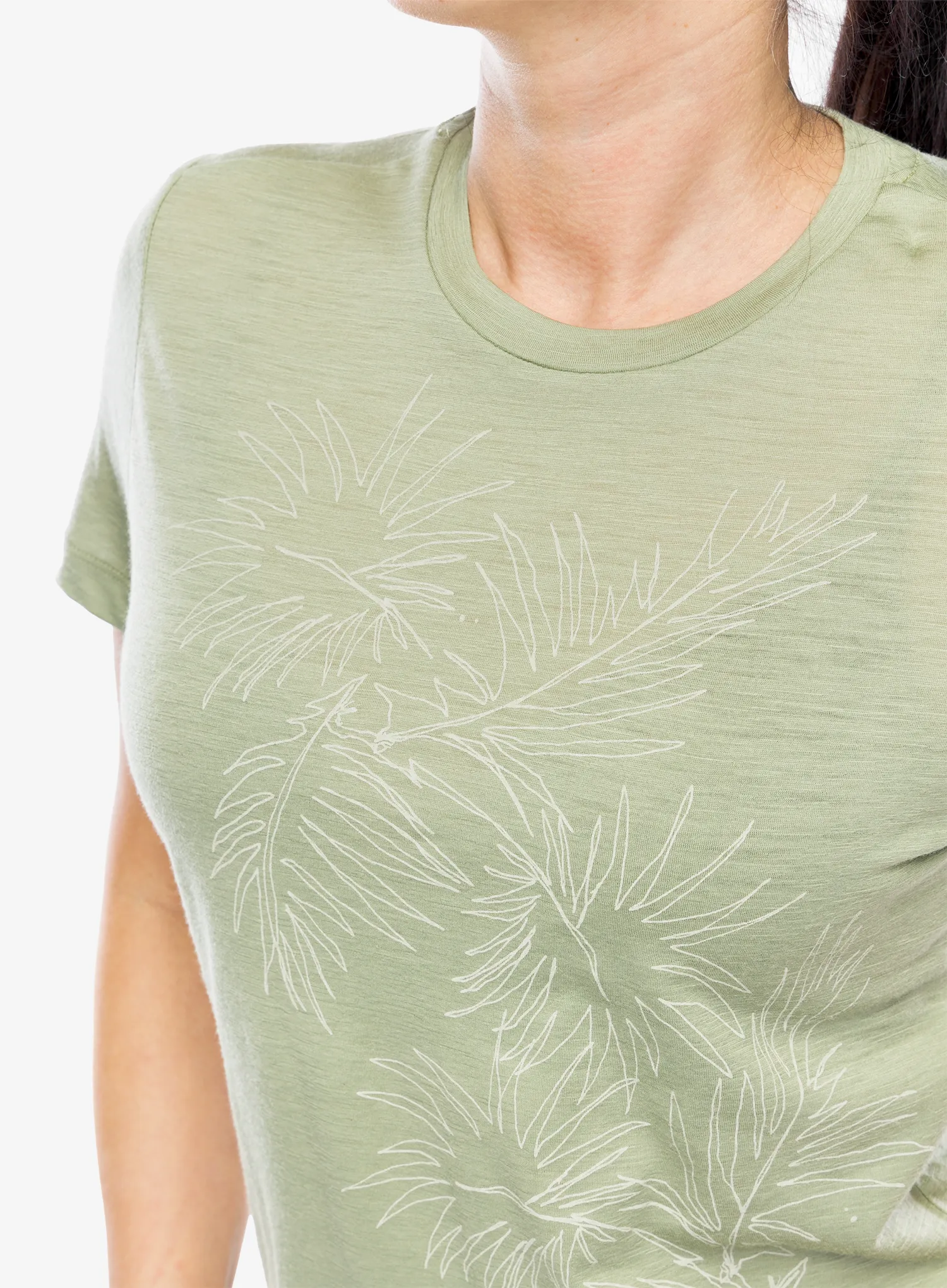 Ženska merino majica Icebreaker Merino 150 Tech Lite SS Tee Winter Floral - lichen