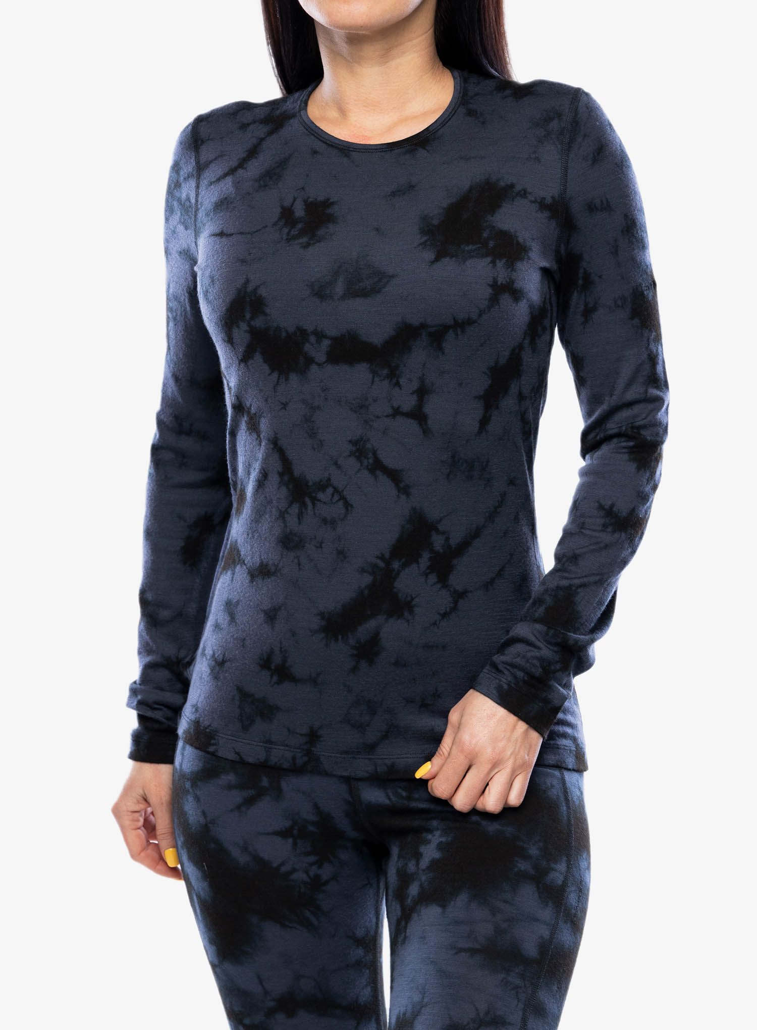 Ženska termo flis jopa Icebreaker Merino 200 Oasis LS Crewe Cloud Dye - graphite/black/cd
