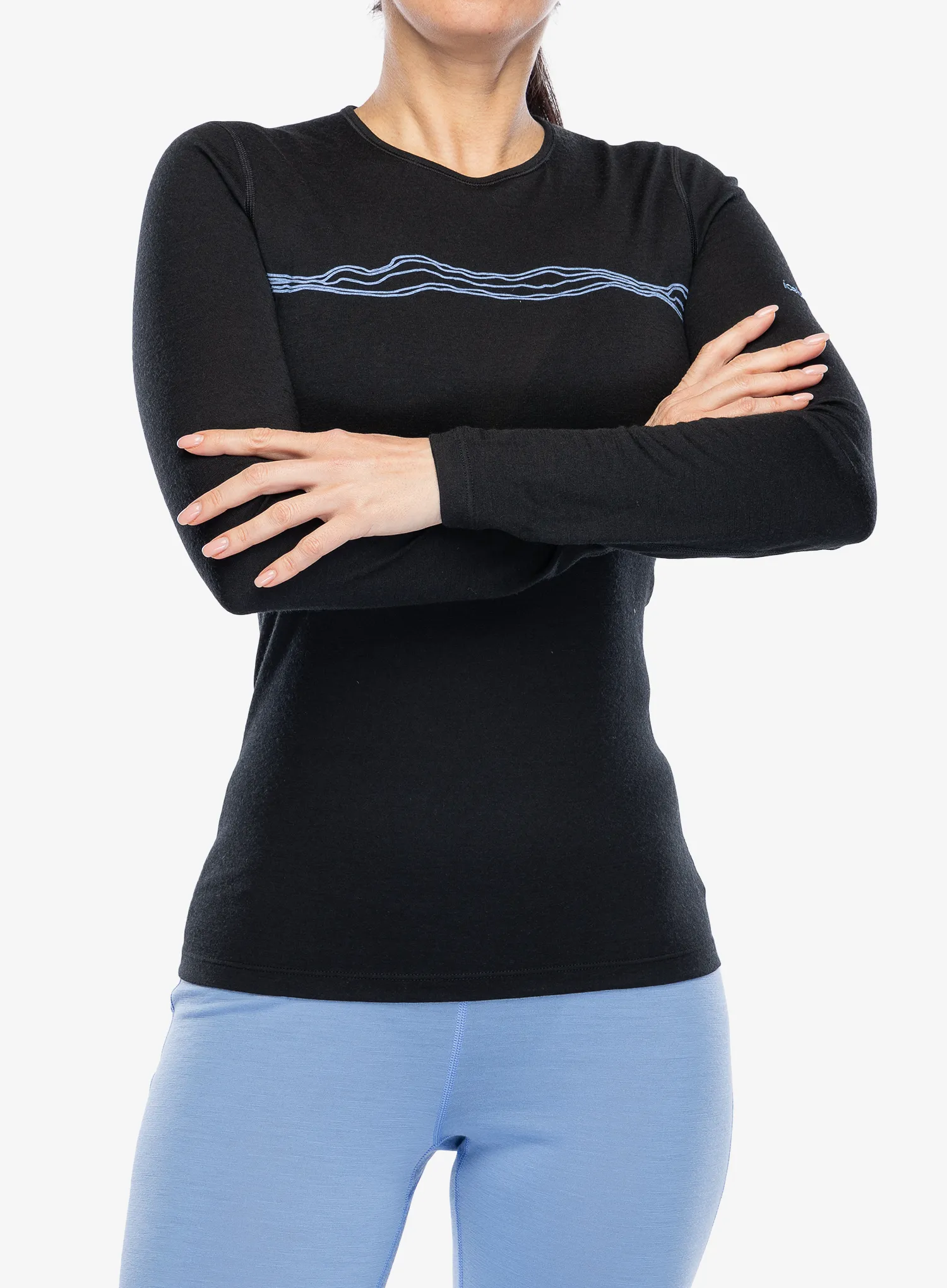 Ženska termo flis jopa Icebreaker Merino 200 Oasis LS Crewe Mountain Pulse - black