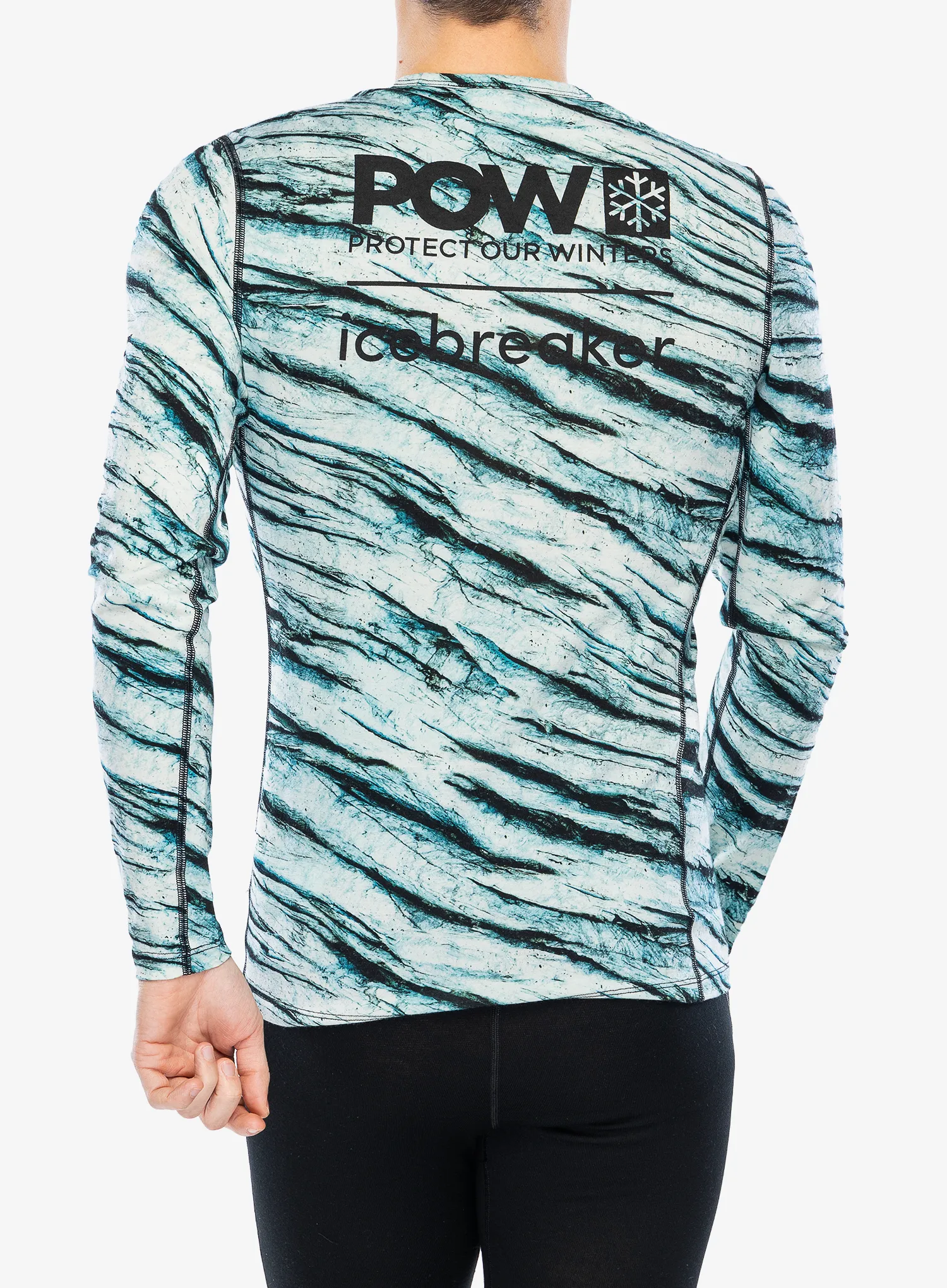 Termo flis jopa Icebreaker Merino 200 Oasis LS Crewe POW AOP - snow aop