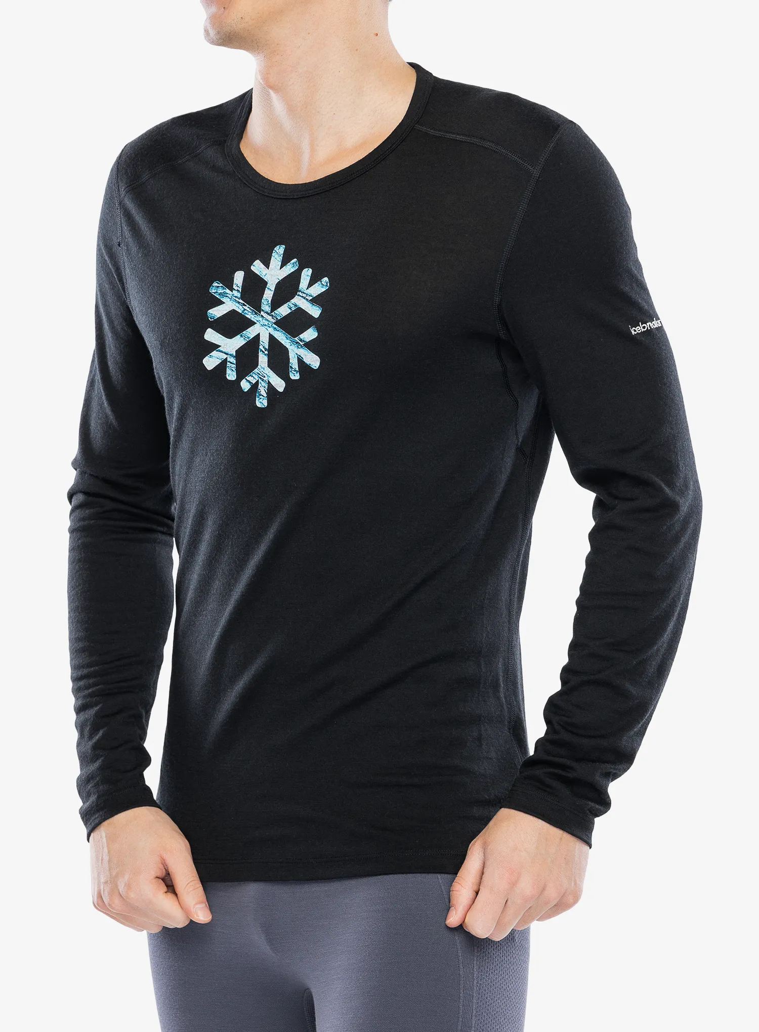 Termo flis jopa Icebreaker Merino 200 Oasis LS Crewe POW - black