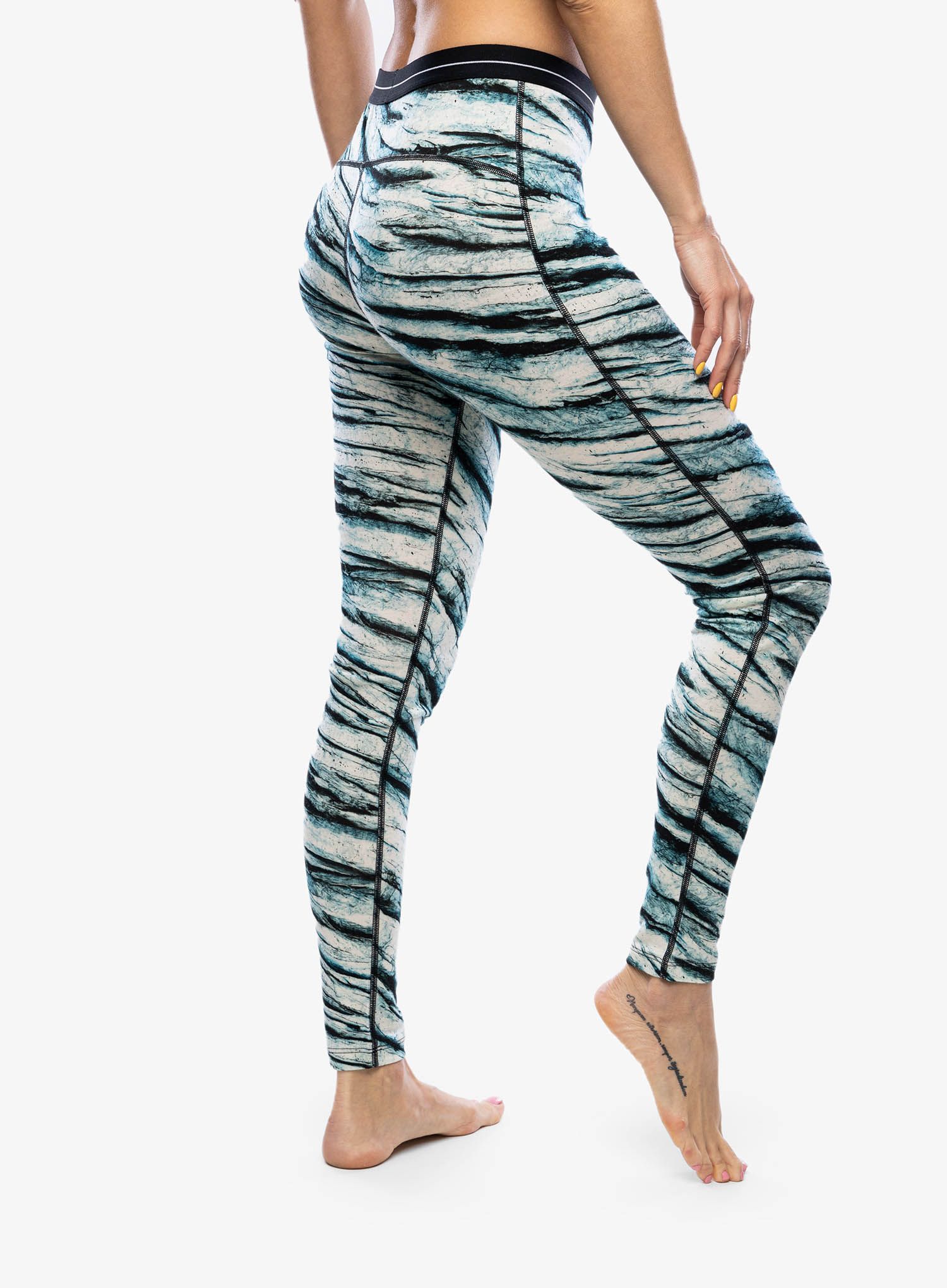 Ženske termo pajkice Icebreaker Merino 200 Oasis Leggings POW AOP - snow aop
