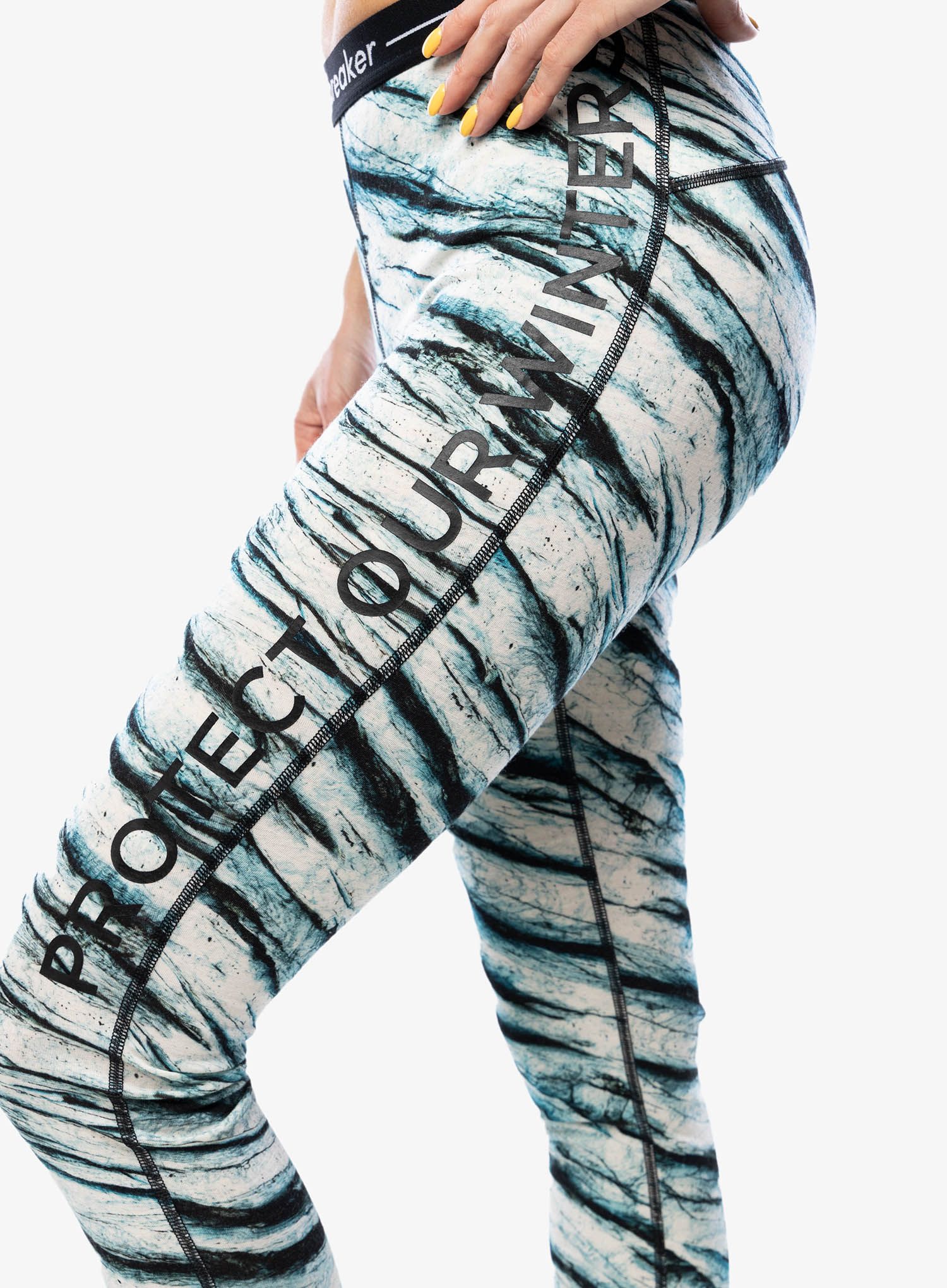 Ženske termo pajkice Icebreaker Merino 200 Oasis Leggings POW AOP - snow aop