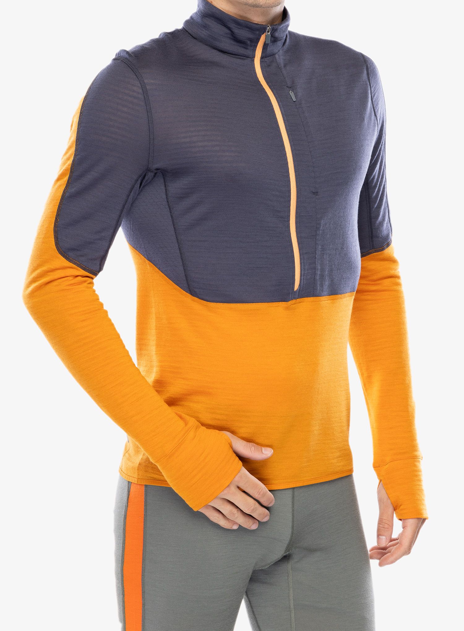 Puloverji brez kapuce Icebreaker Merino 200 Realfleece Descender LS Half Zip - graphite/ray/feldsar/cb