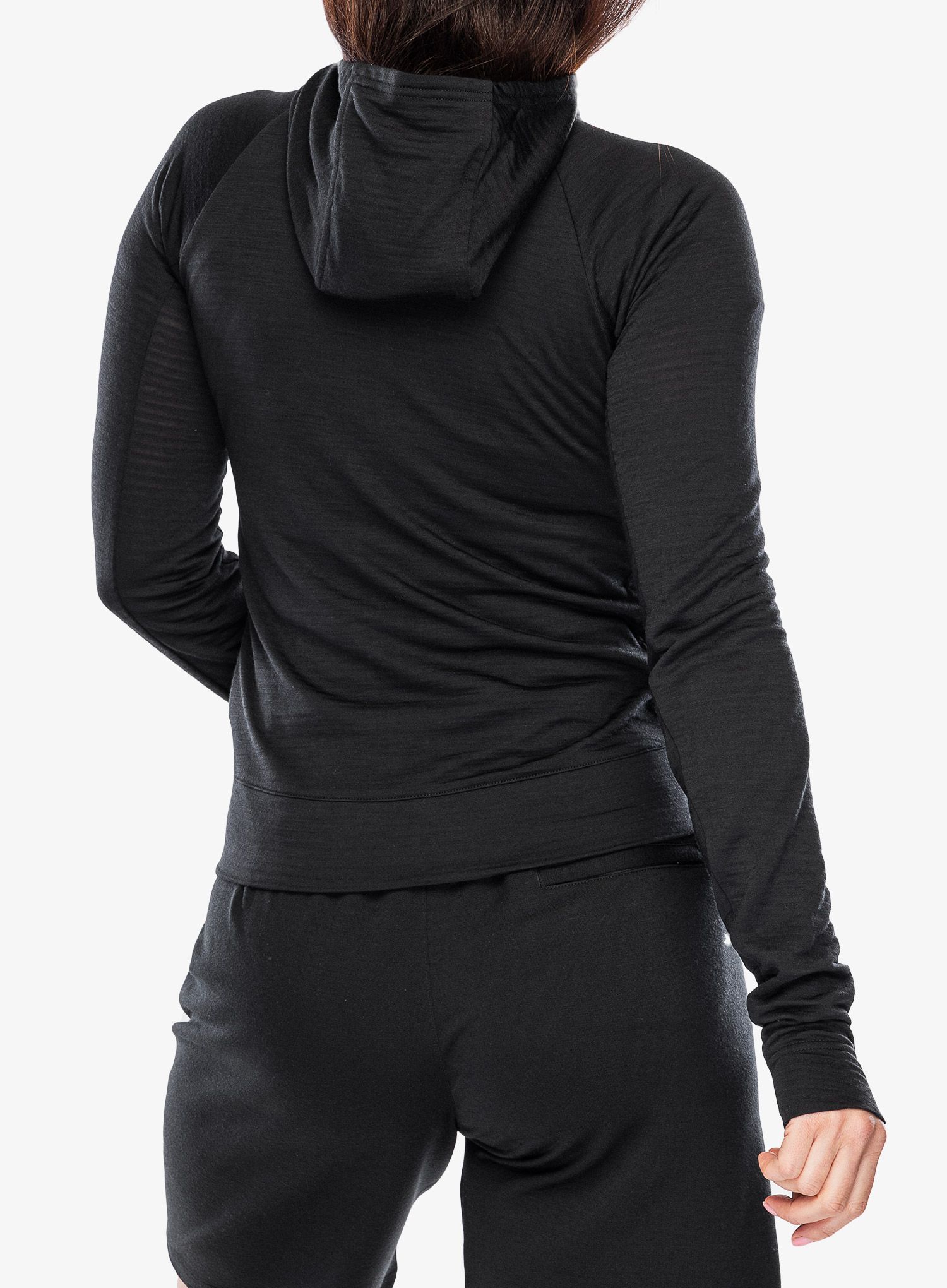Ženska jopica Icebreaker Merino 200 Realfleece IB X TNF LS Zip Hoodie - black