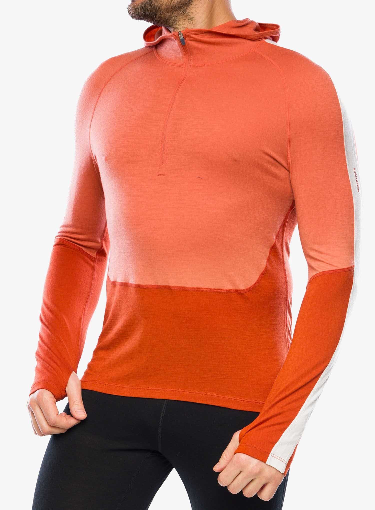 Termo flis jopa Icebreaker Merino 200 Sonebula LS Half Zip Hood - molten/ember