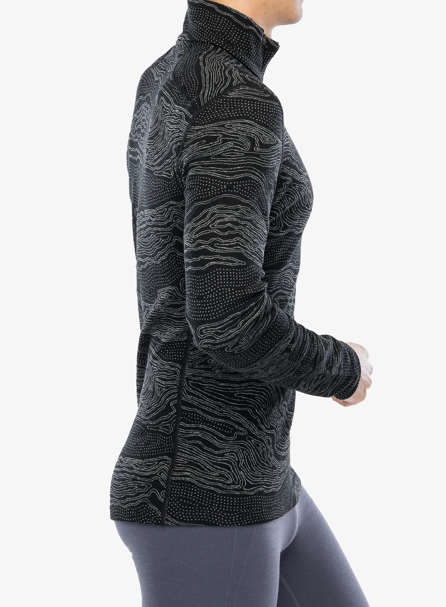 Termo flis jopa Icebreaker Merino 260 Vertex LS Half Z Snow Guide - black/galaxy/j