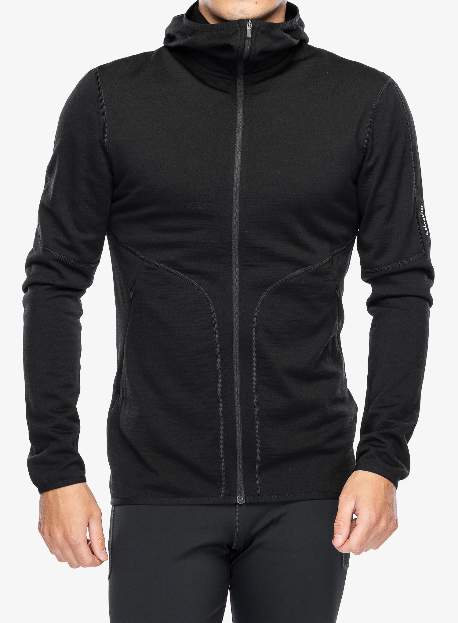 Jopica s kapuco Icebreaker Merino 560 Realfleece Elemental II LS Zip Hood - black