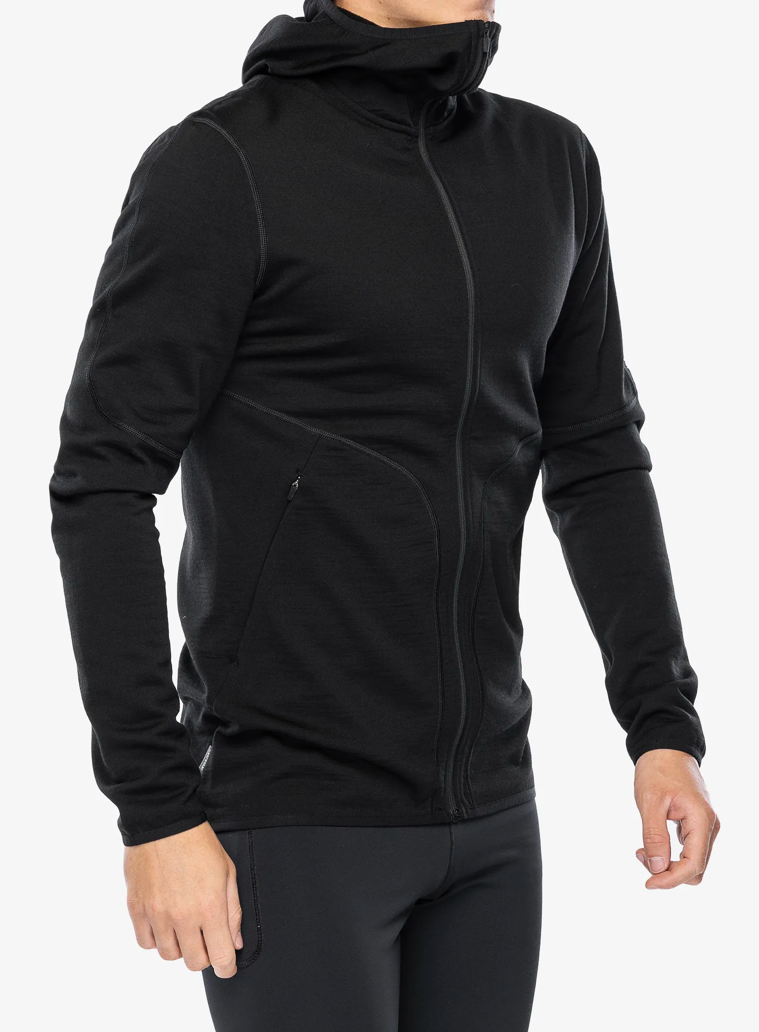 Jopica s kapuco Icebreaker Merino 560 Realfleece Elemental II LS Zip Hood - black