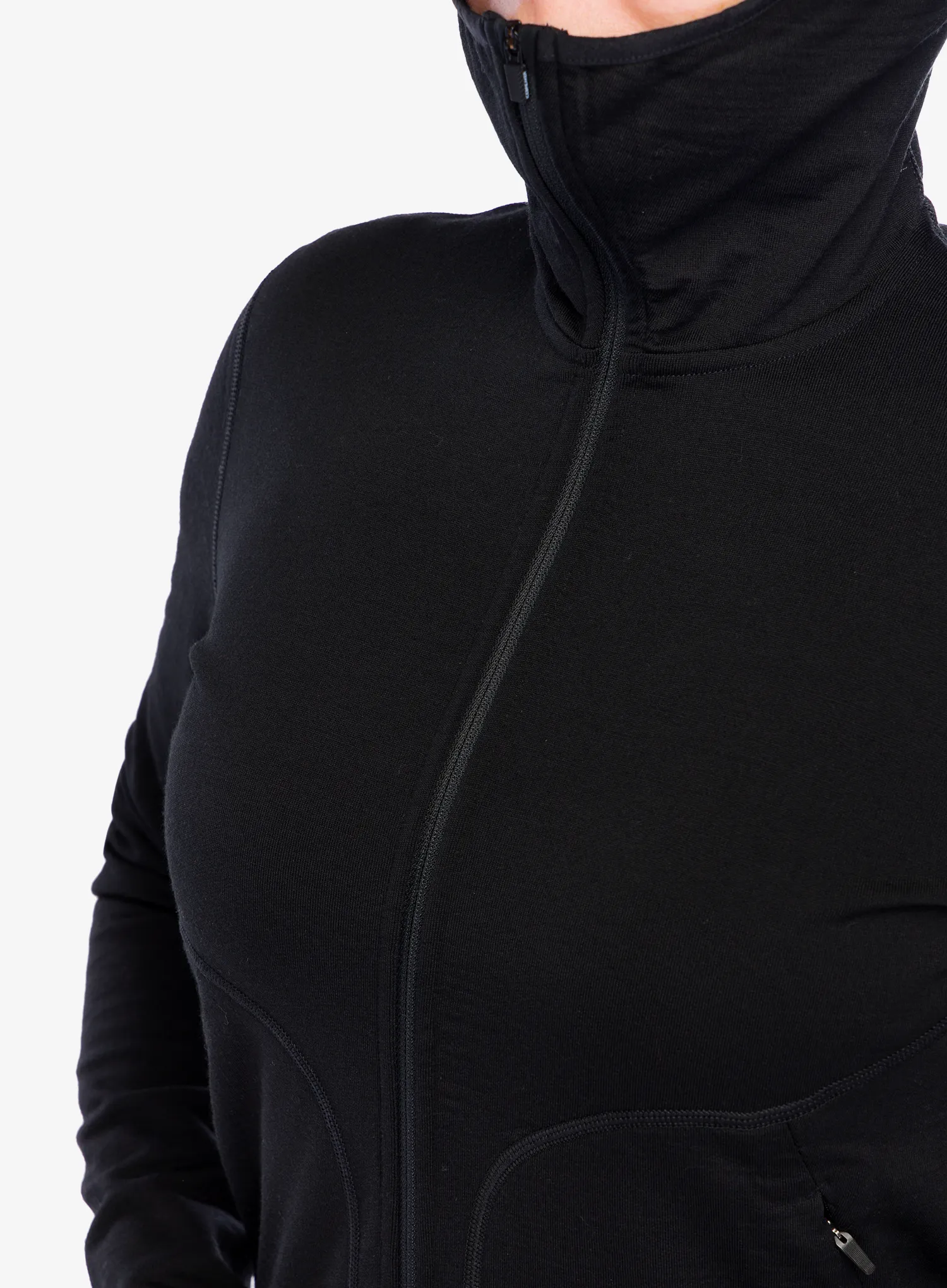 Ženska jopa s kapuco Icebreaker Merino 560 Realfleece Elemental II LS Zip Hoodie - black