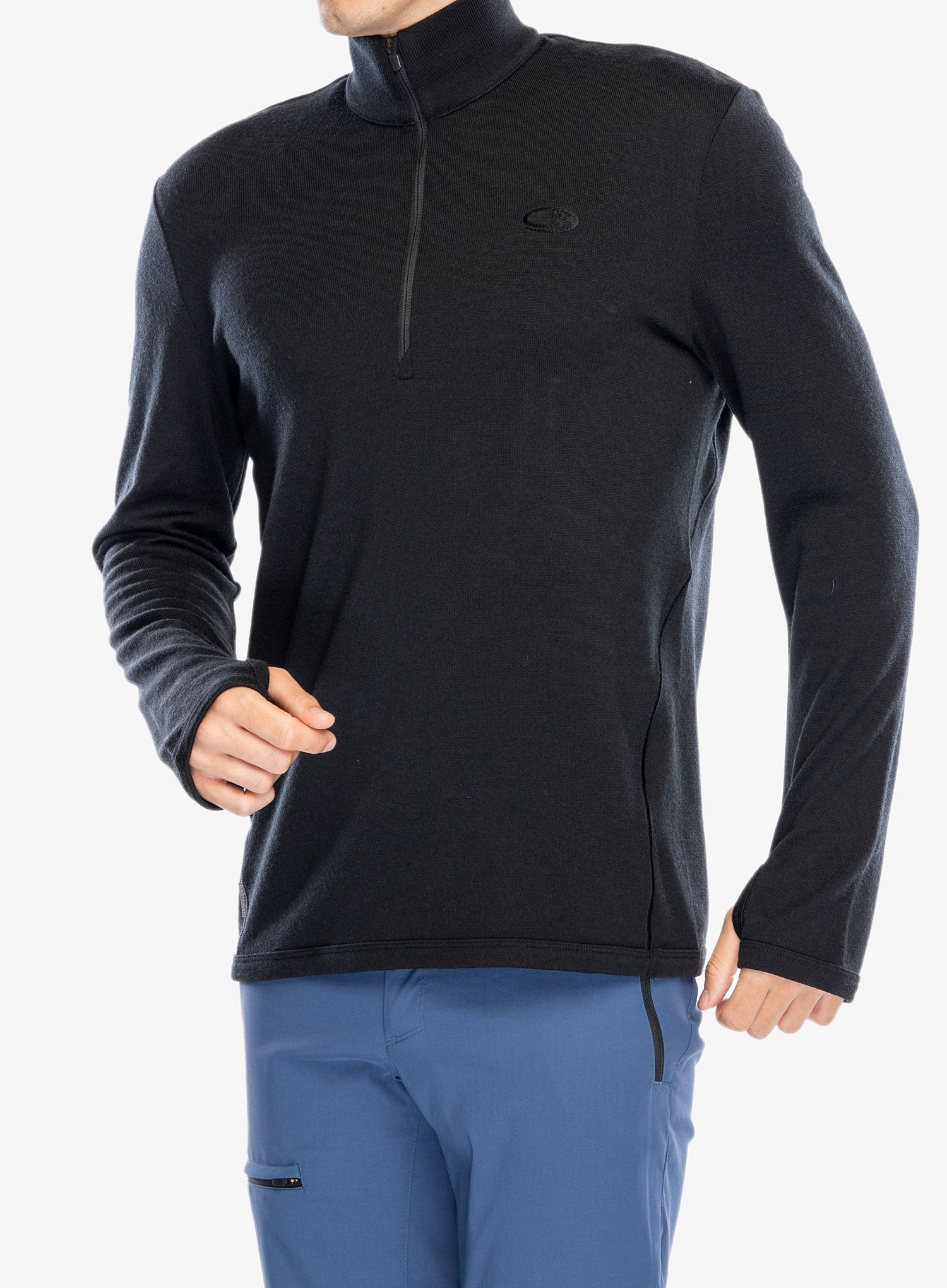Puloverji brez kapuce Icebreaker Original LS Half Zip - black