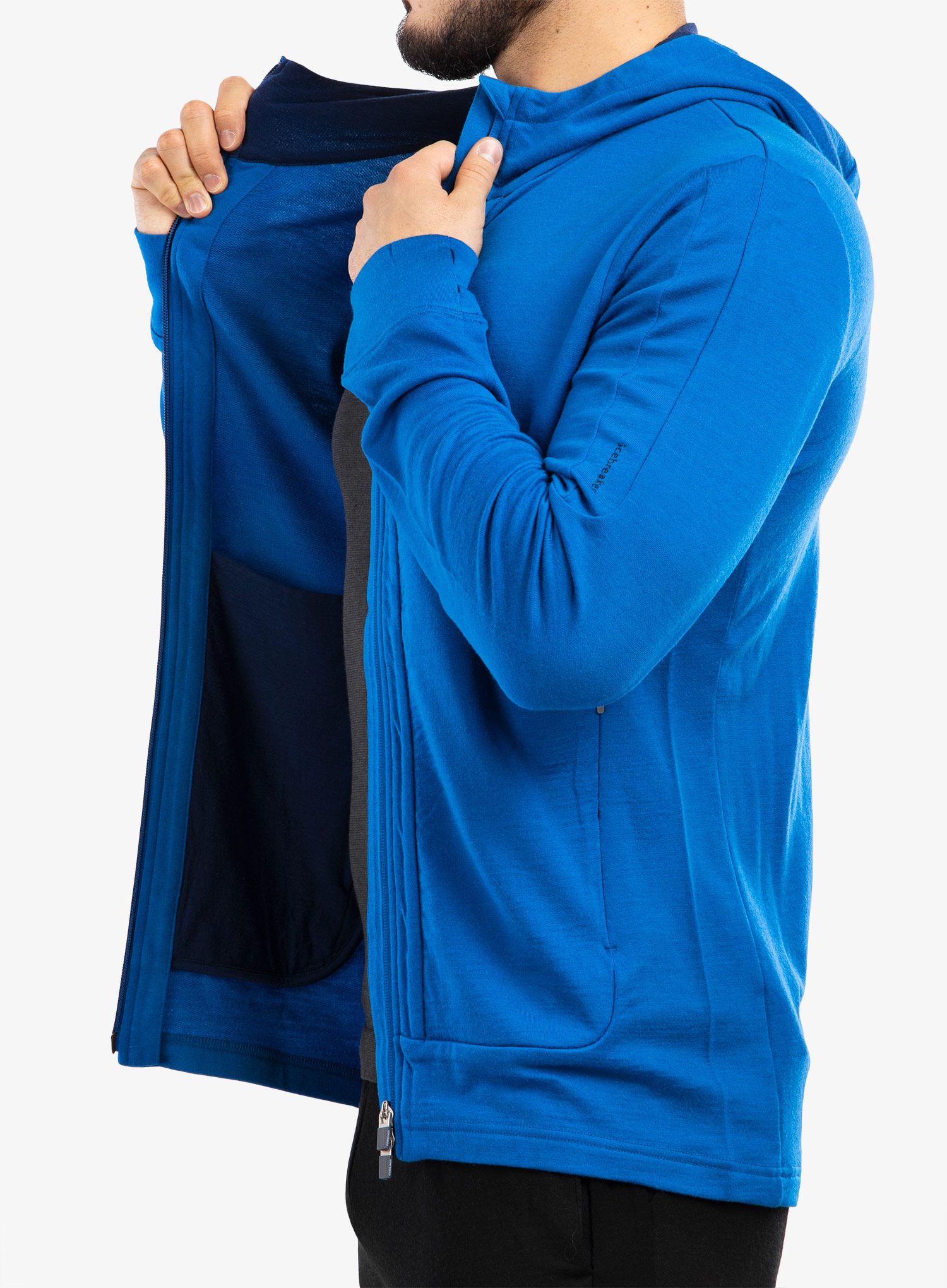 Jopica Icebreaker Quantum III LS Zip Hood - lazurite/royal navy
