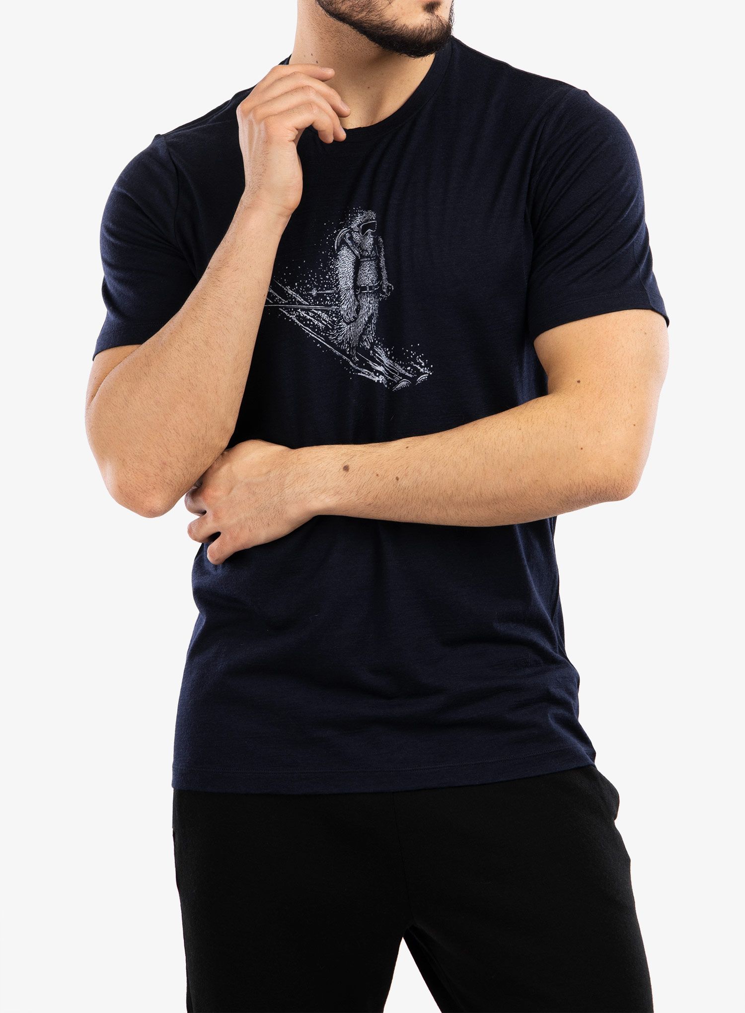Moška majica Icebreaker Tech Lite II SS Tee Skiing Yeti - midnight navy
