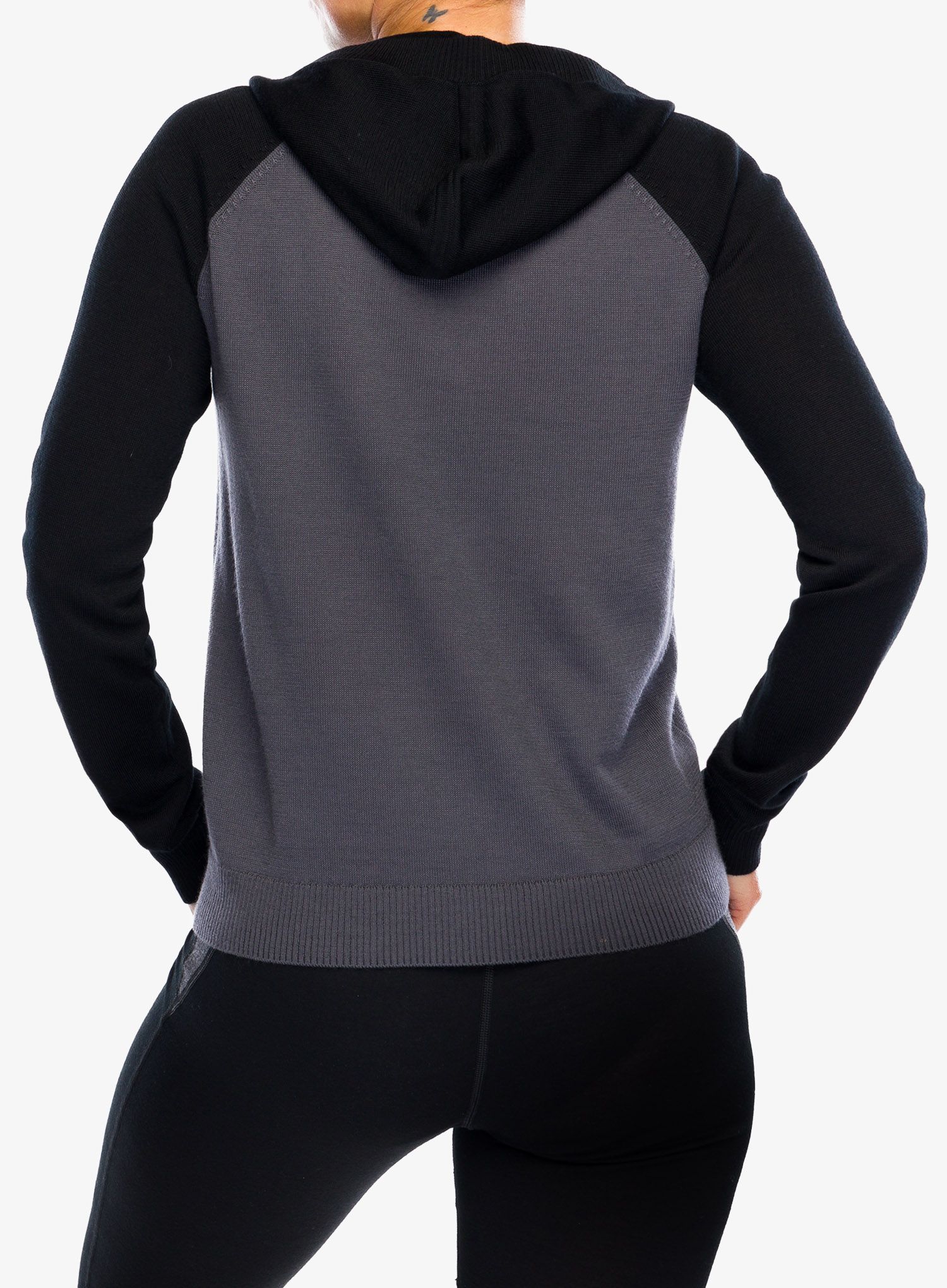 Ženska jopica Icebreaker Utility Explore Hooded Pullover Sweater - monsoon hthr/black hthr