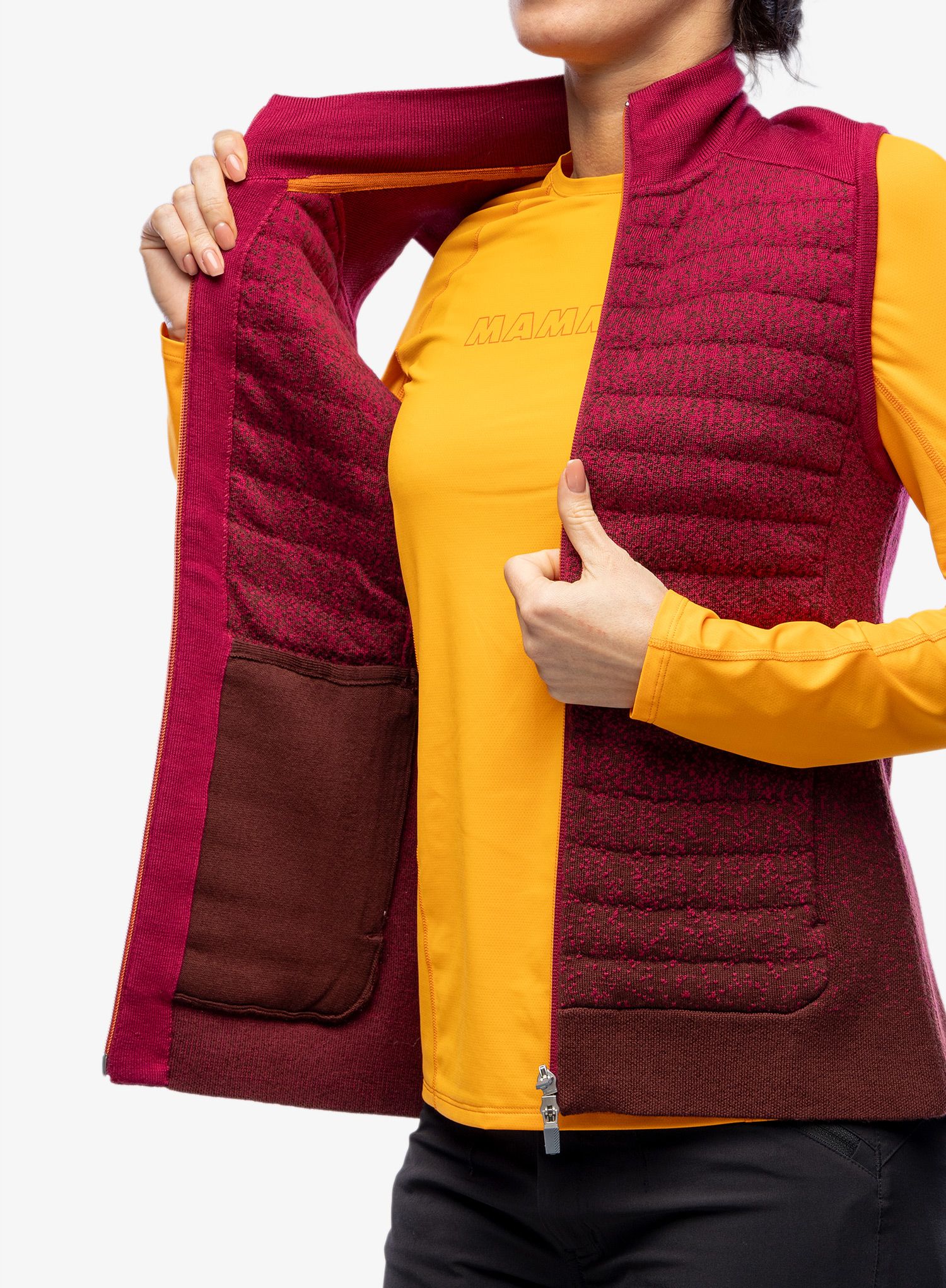 Ženski brezrokavnik Icebreaker ZoneKnit Insulated Vest Into the Deep - cherry/espresso