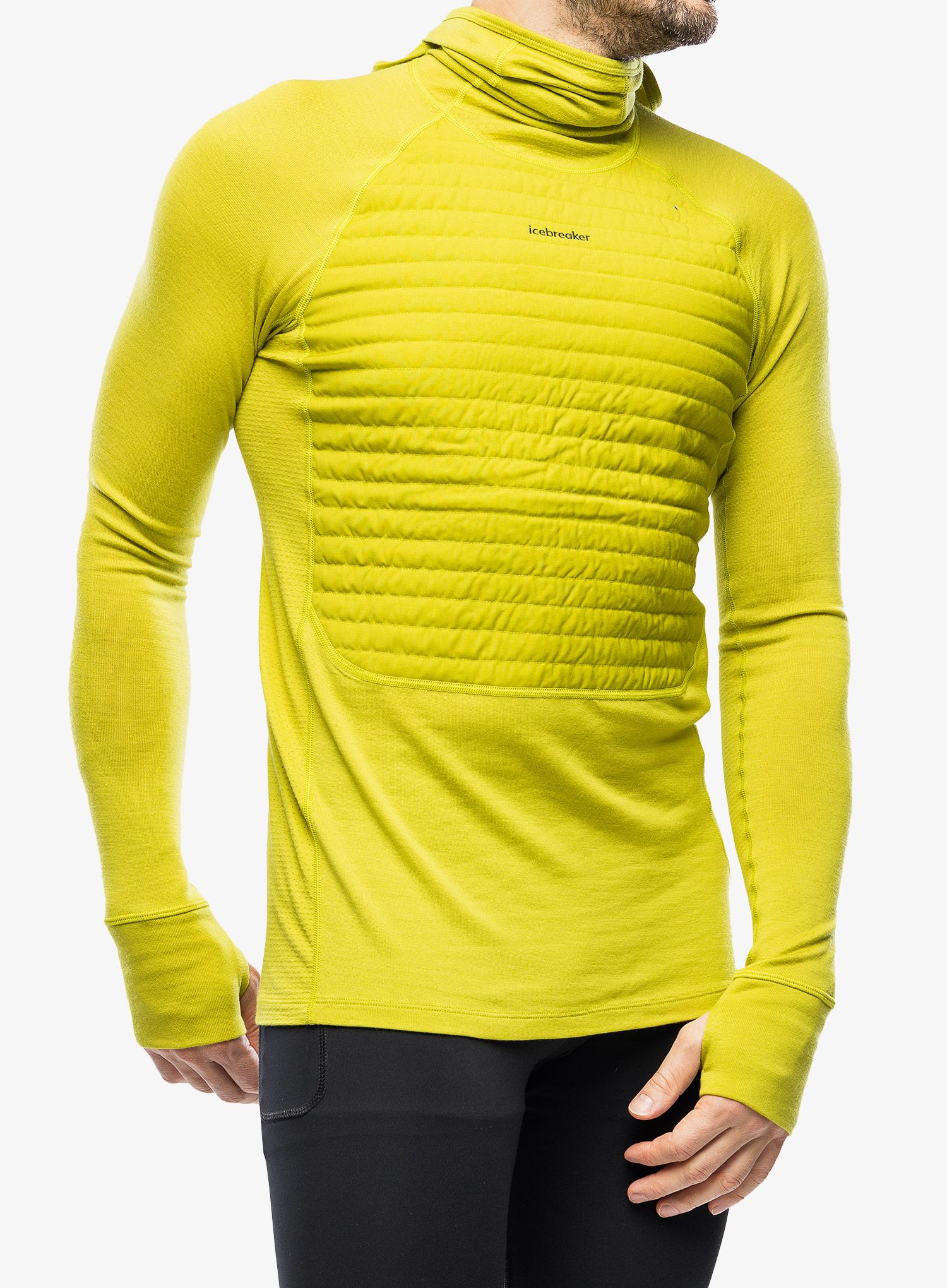 Moška jopica Icebreaker ZoneKnit Insulated LS Hoodie - bio lime