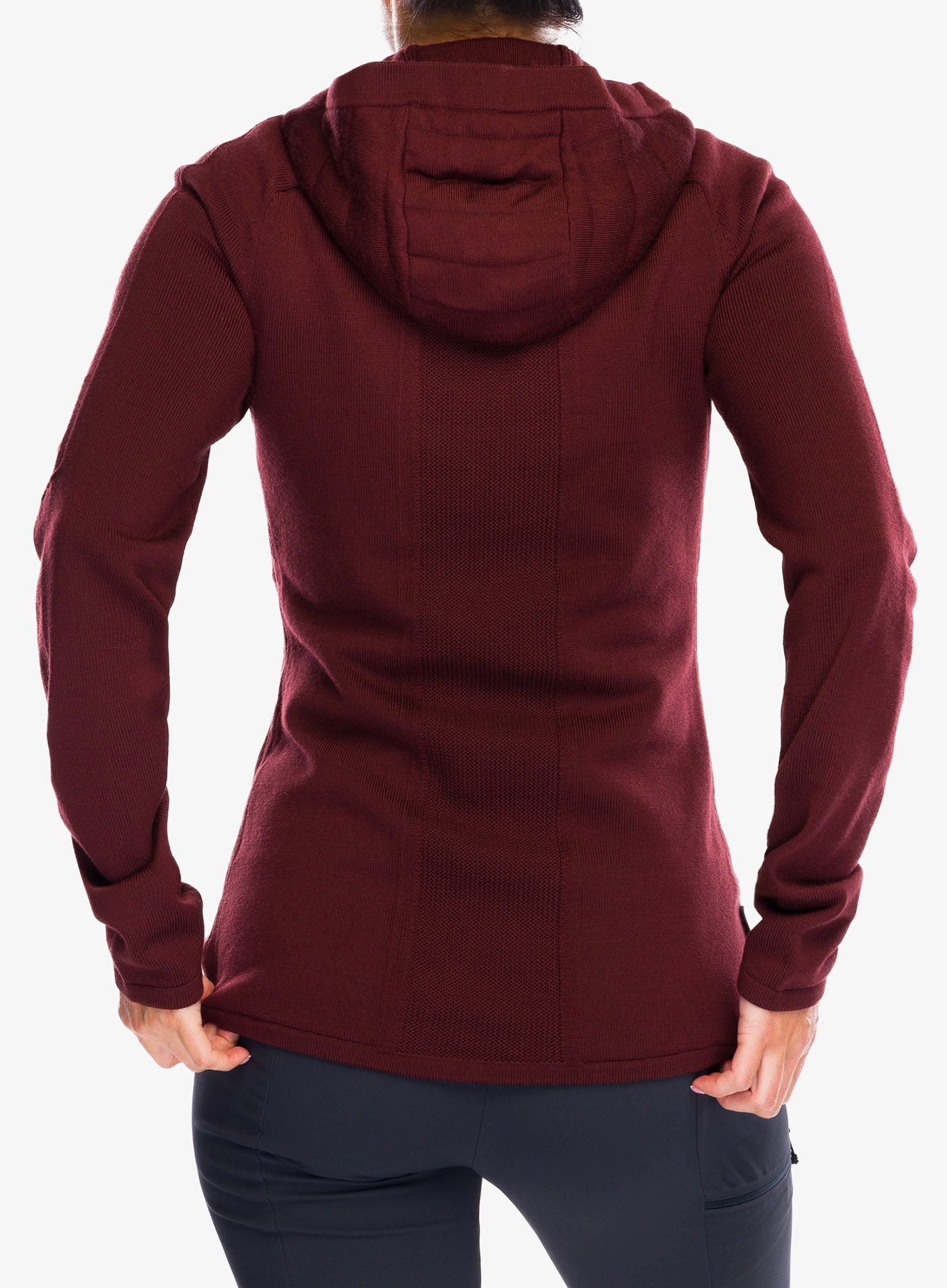 Ženska hibridna jakna Icebreaker ZoneKnit LS Zip Hoodie - espresso