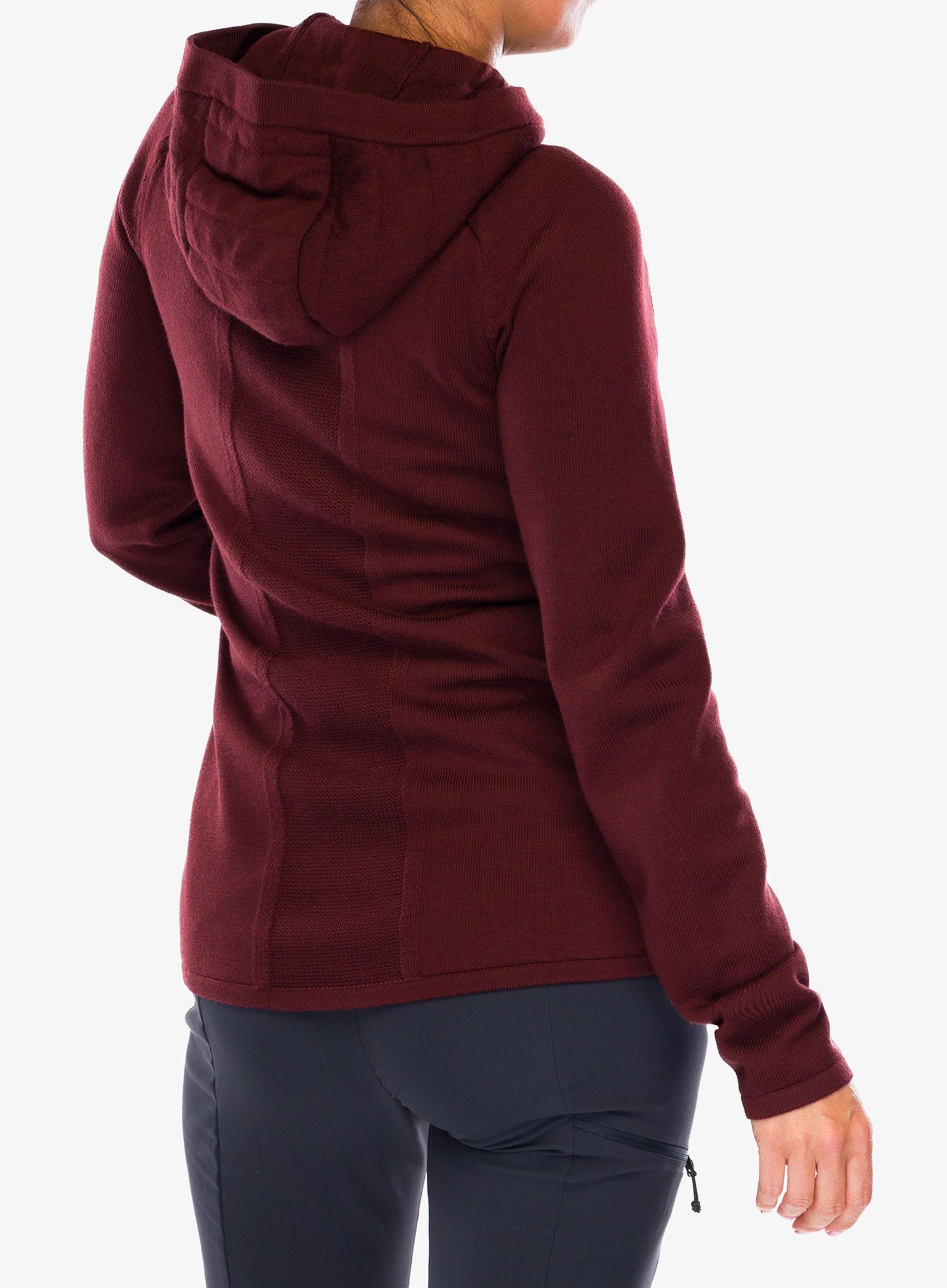 Ženska hibridna jakna Icebreaker ZoneKnit LS Zip Hoodie - espresso