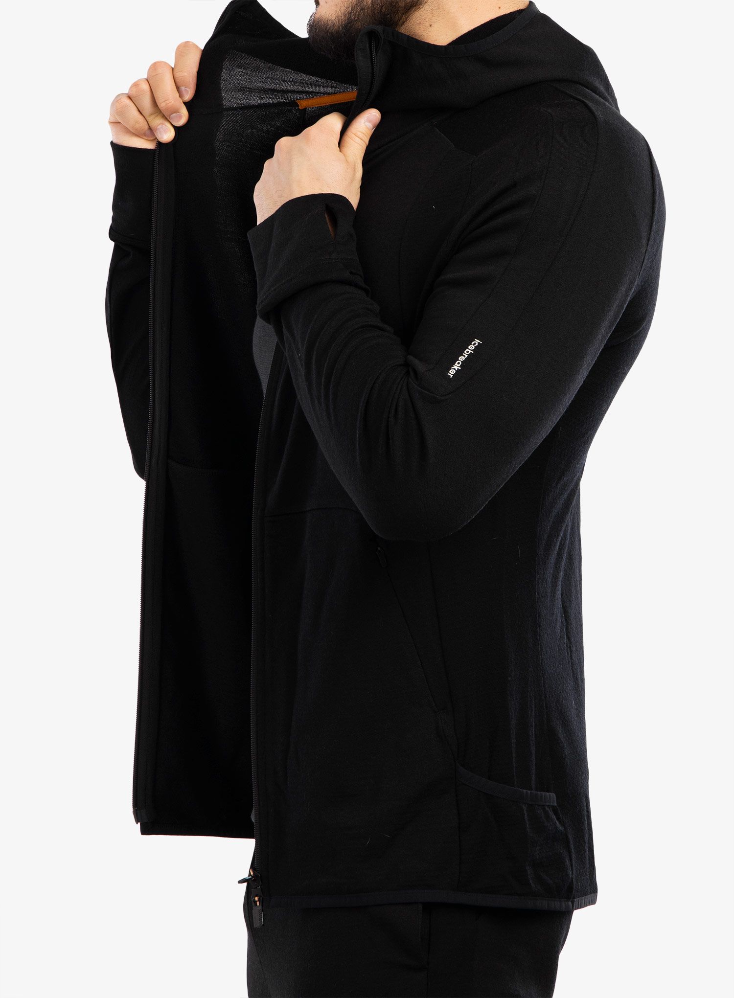 Moška jopica Icebreaker ZoneKnit LS Zip Hoodie - black