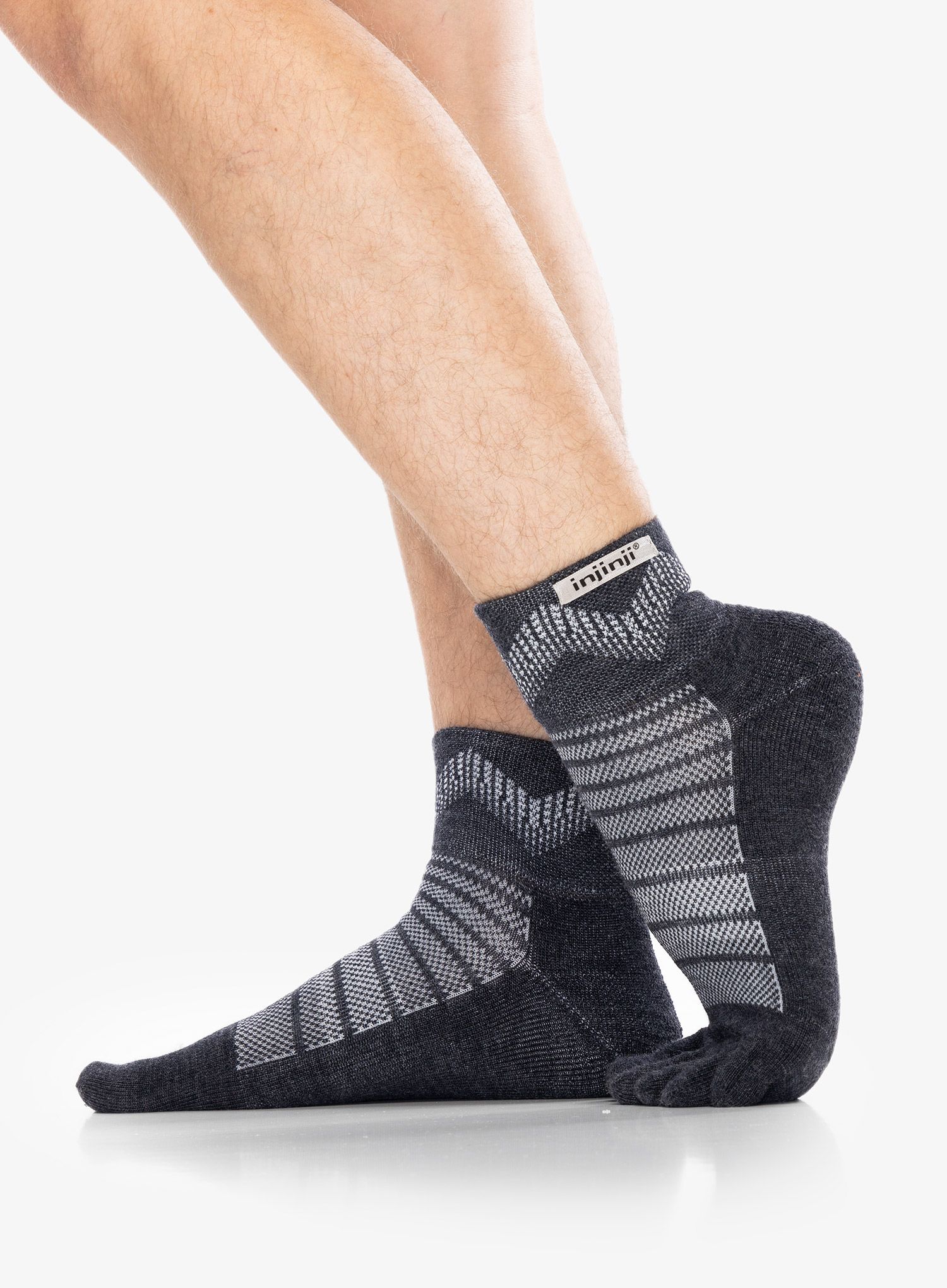 Merino nogavice Injinji Outdoor Midweight Mini-Crew Wool - slate