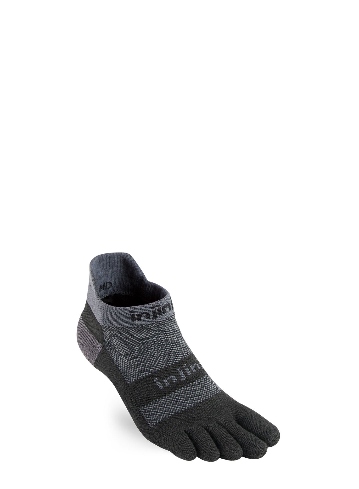 Tekaške nogavice Injinji Run Midweight No-Show - black/grey