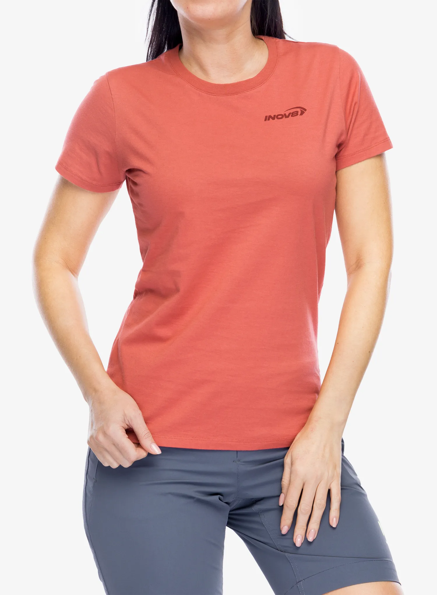 Ženska bombažna majica Inov-8 Graphic T-Shirt Footprints - dusty rose