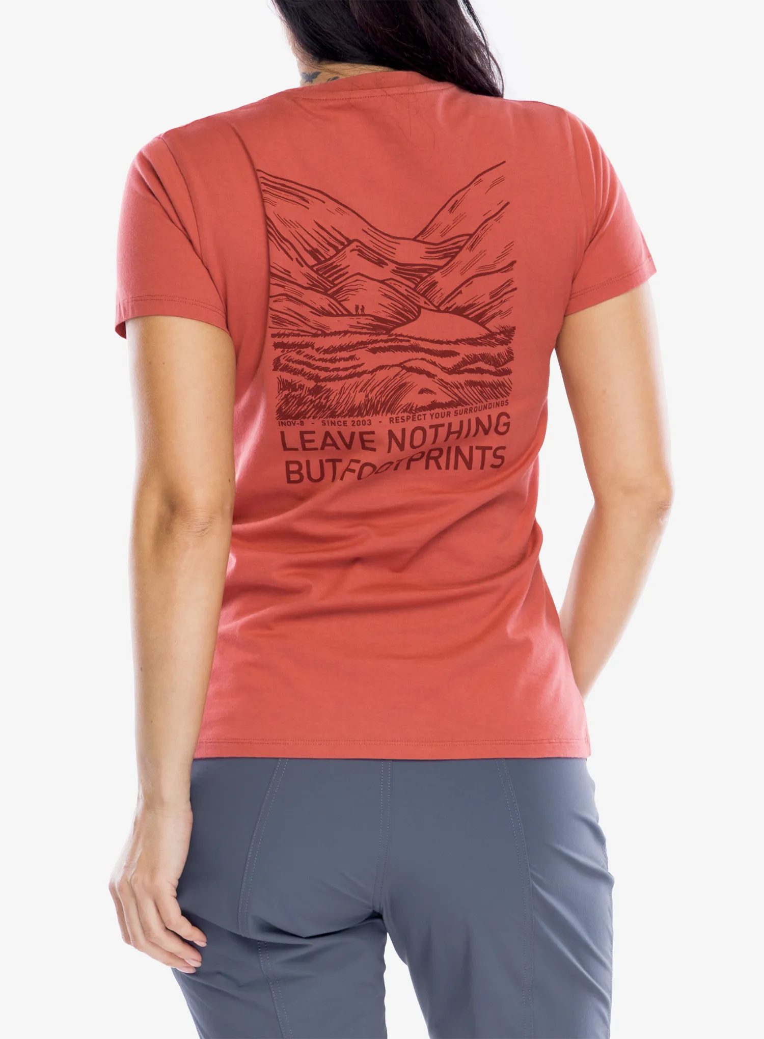 Ženska bombažna majica Inov-8 Graphic T-Shirt Footprints - dusty rose